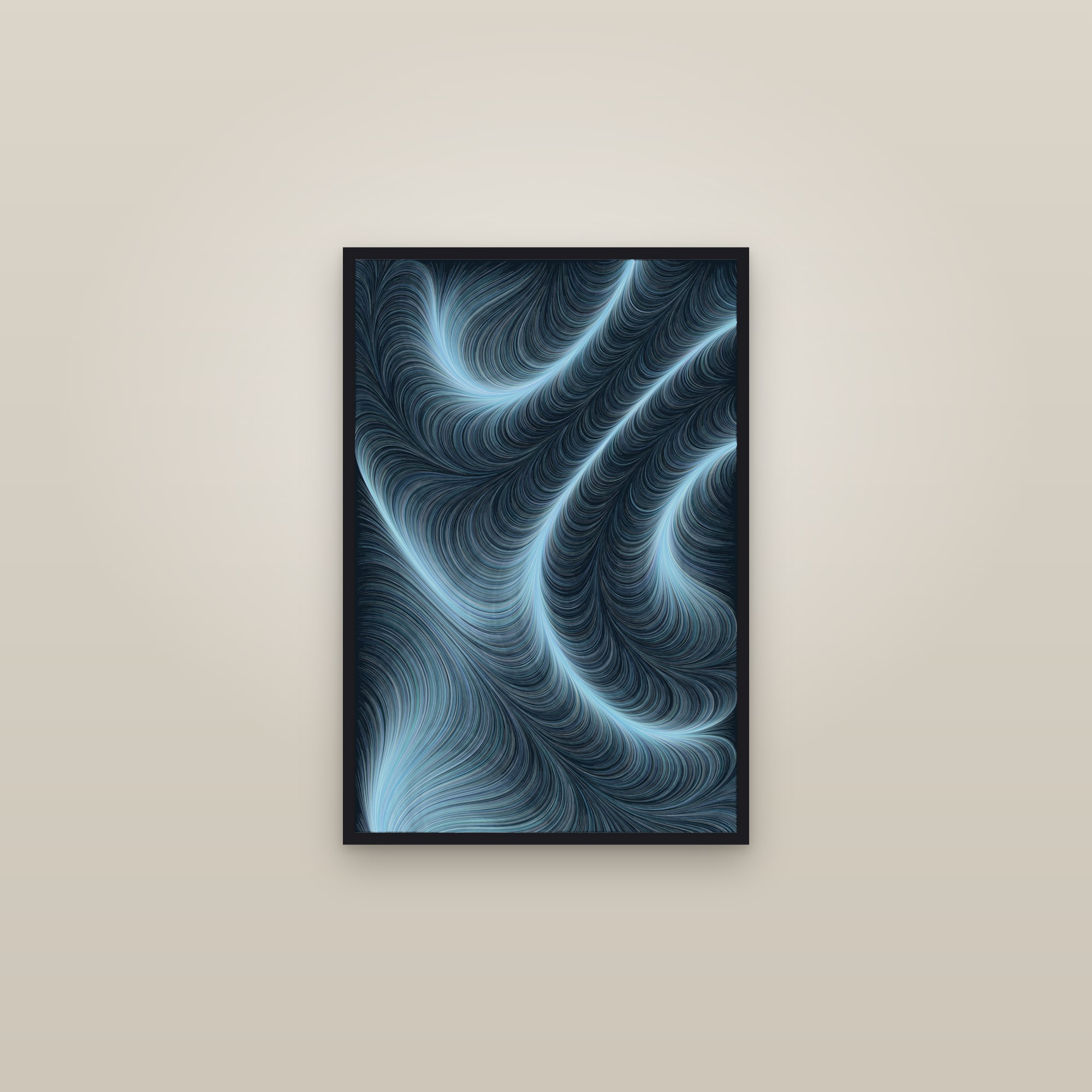 Ice Flow Field Art Print — Bold Generative Abstract Poster · Modern Wall Art — framed in a gallery setting