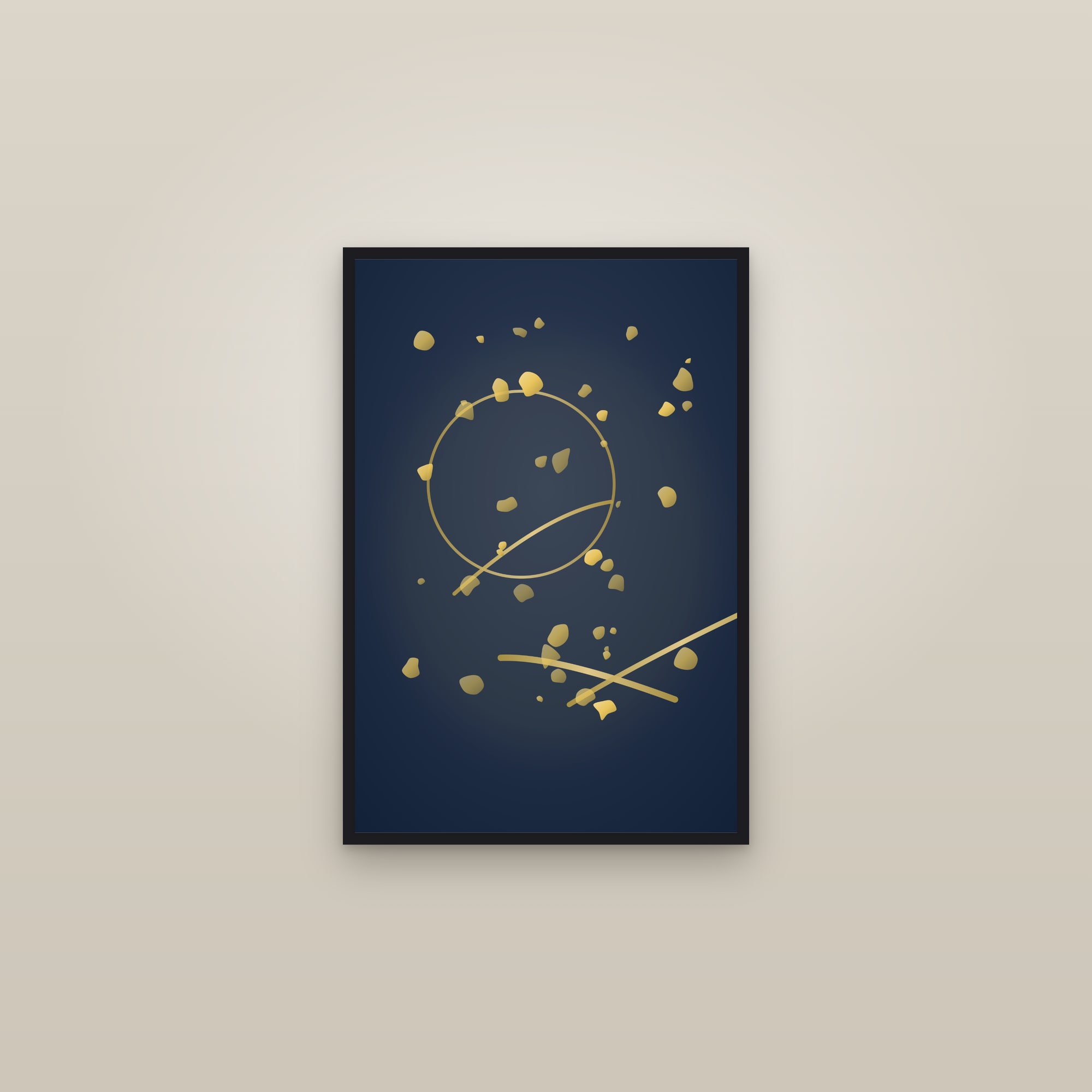 Jewel Gold Leaf Art Print — Bold Luxe Gold Abstract Poster · Modern Wall Art — framed in a gallery setting