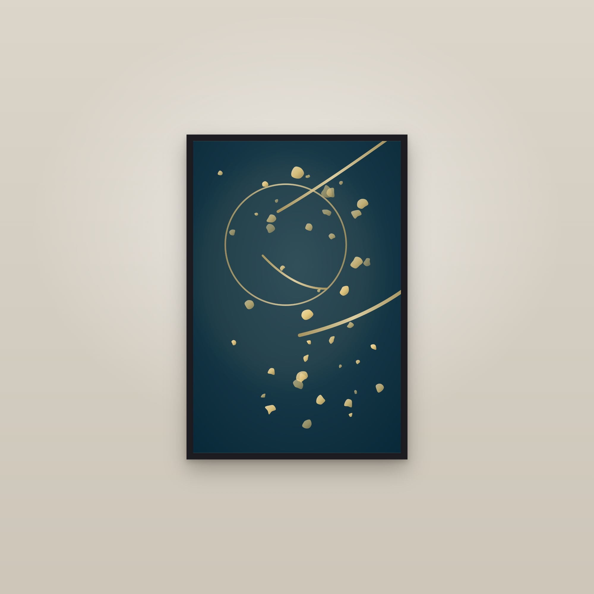 Ocean Gold Leaf Art Print — Bold Luxe Gold Abstract Poster · Modern Wall Art — framed in a gallery setting