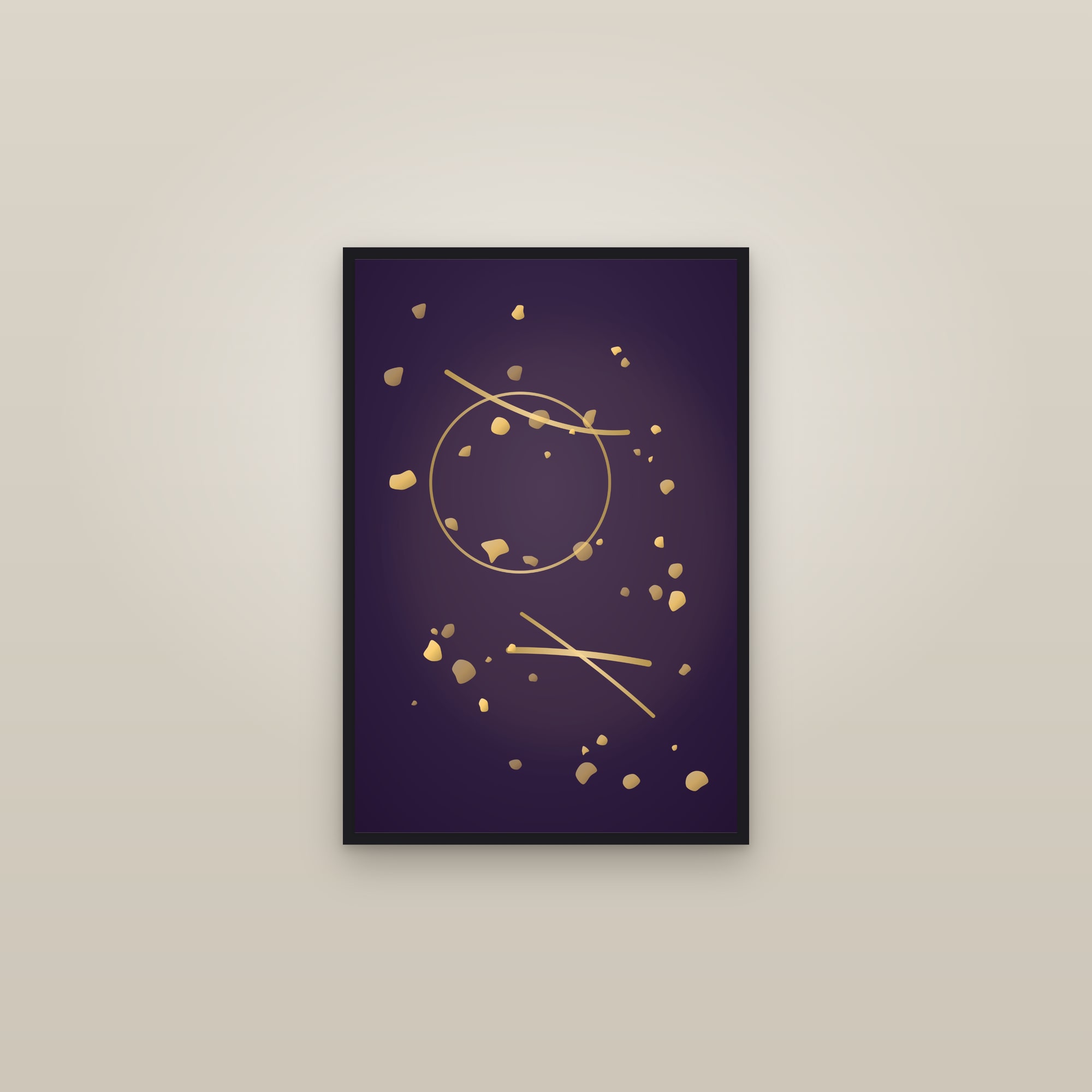 Sunset Gold Leaf Art Print — Bold Luxe Gold Abstract Poster · Modern Wall Art — framed in a gallery setting