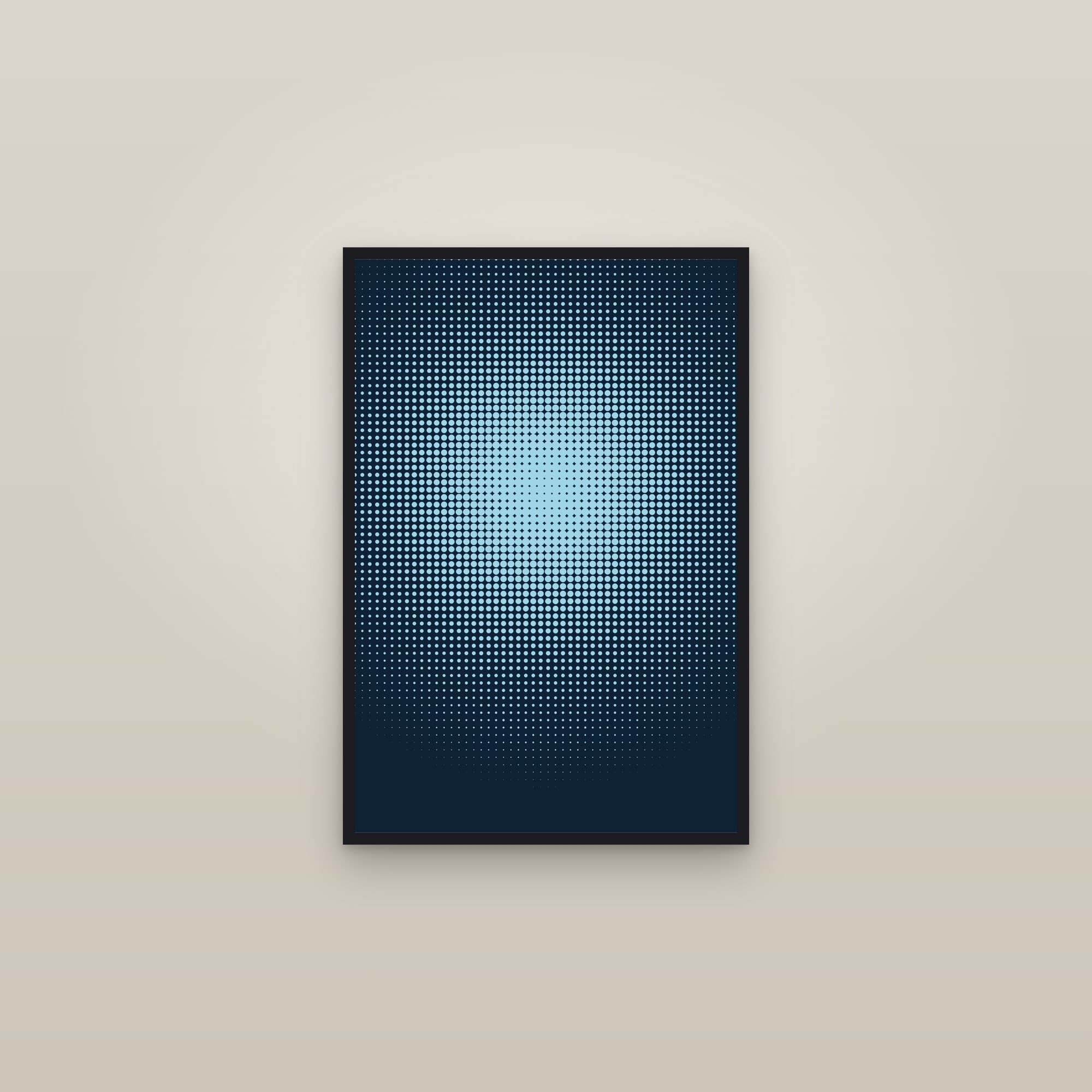 Arctic Halftone Dot Art Print — Bold Pop Art Poster · Modern Wall Art — framed in a gallery setting