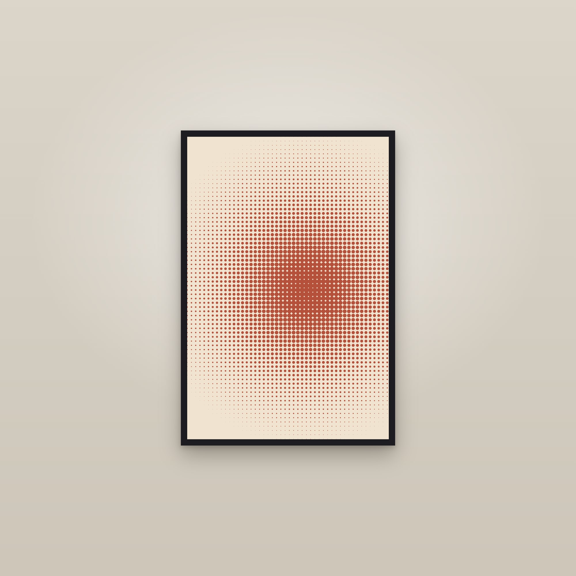 Clay Halftone Dot Art Print — Bold Pop Art Poster · Modern Wall Art — framed in a gallery setting