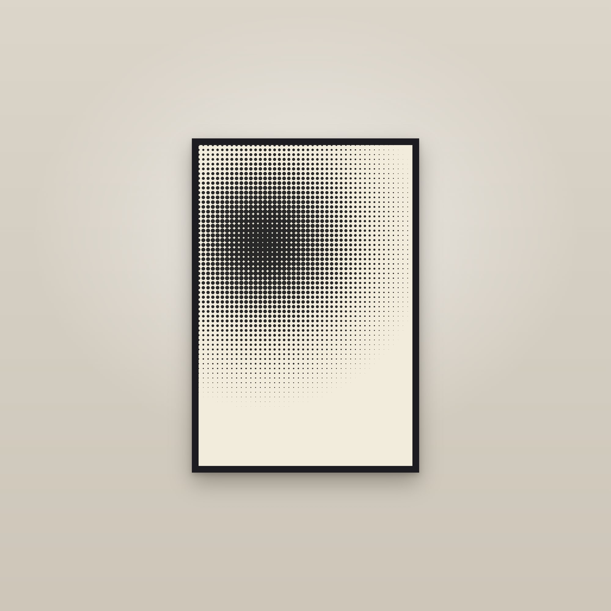 Ink Halftone Dot Art Print — Bold Pop Art Poster · Modern Wall Art — framed in a gallery setting