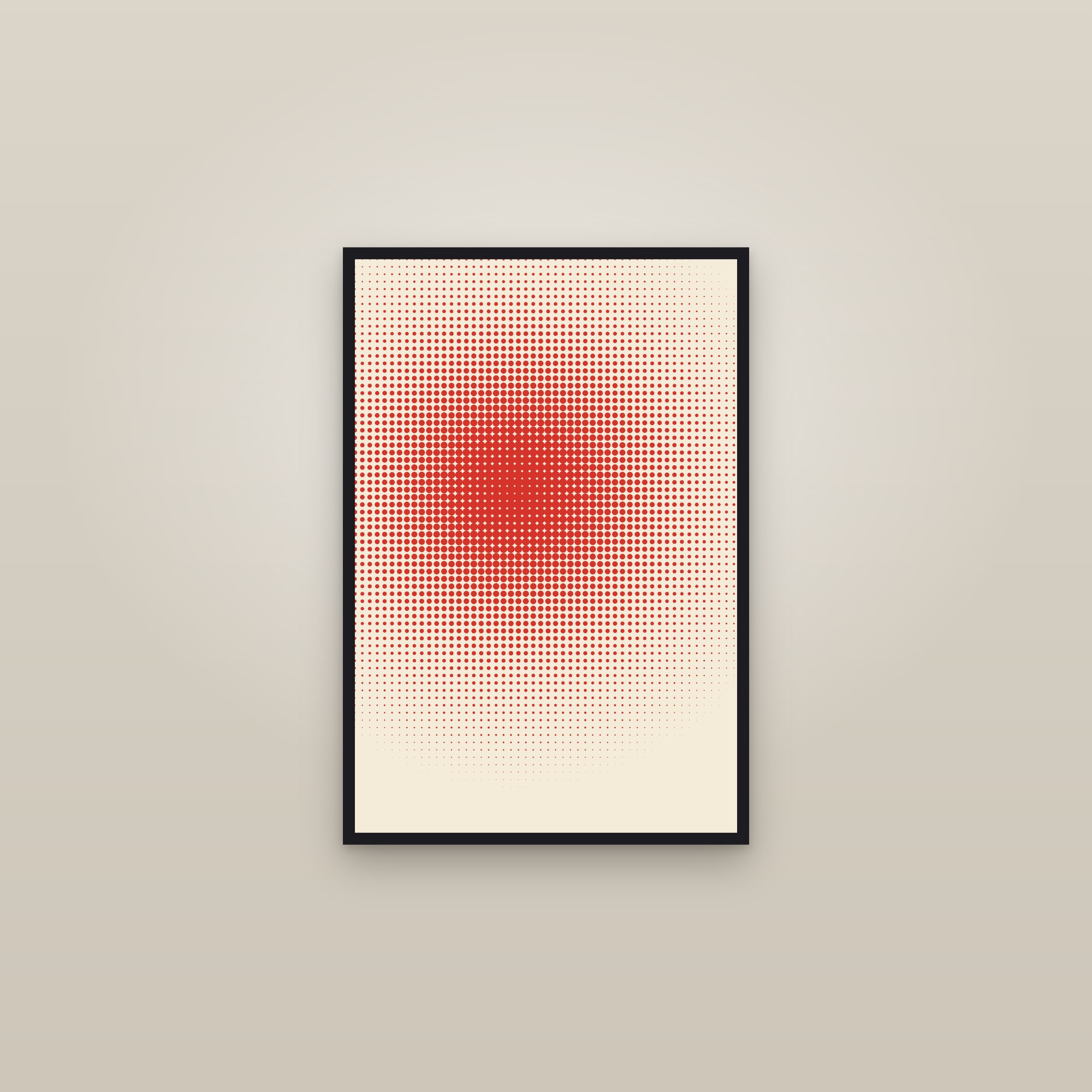 Halftone Dot Art Print — Bold Pop Art Poster · Modern Wall Art — framed in a gallery setting