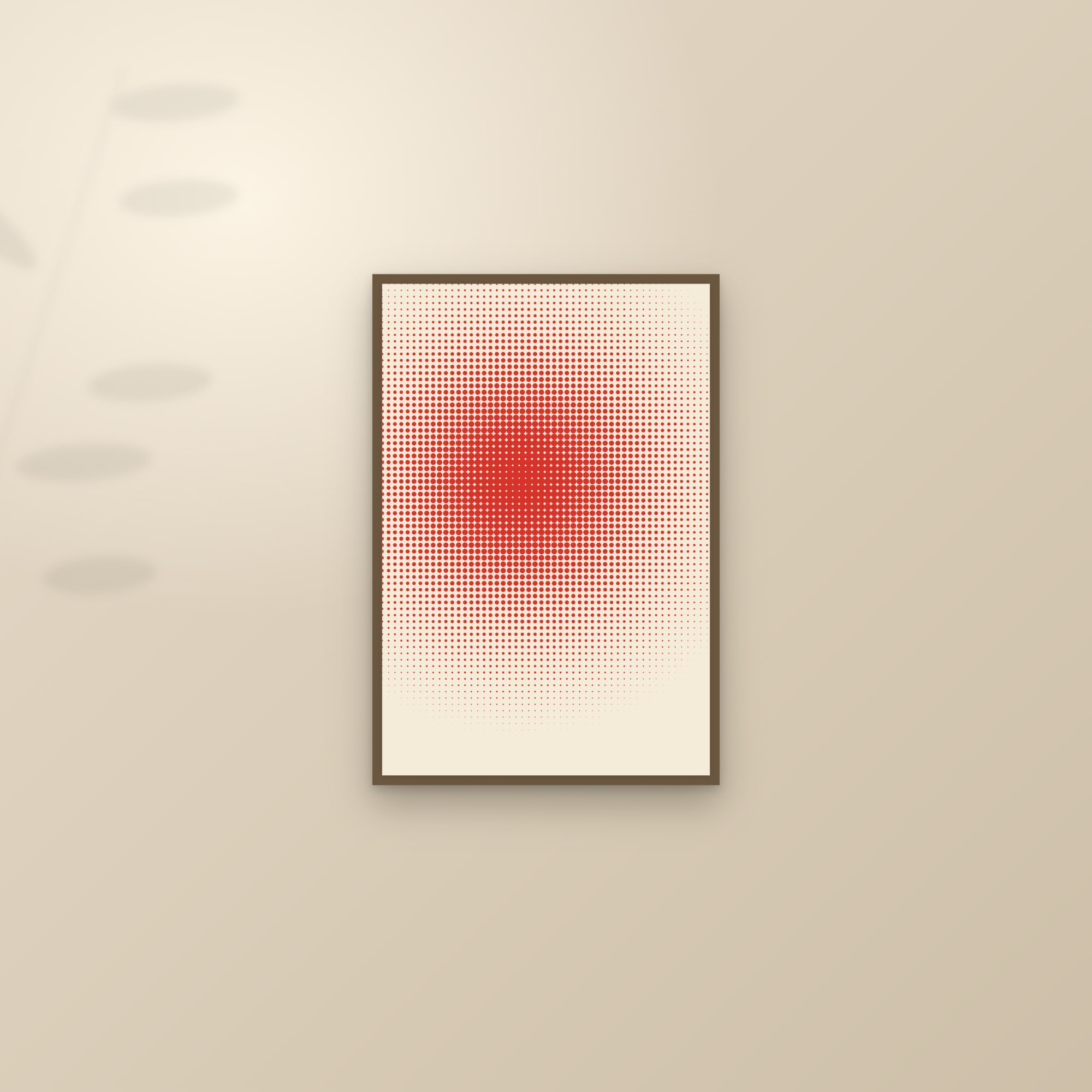 Halftone Dot Art Print — Bold Pop Art Poster · Modern Wall Art — framed and styled on a sunlit wall