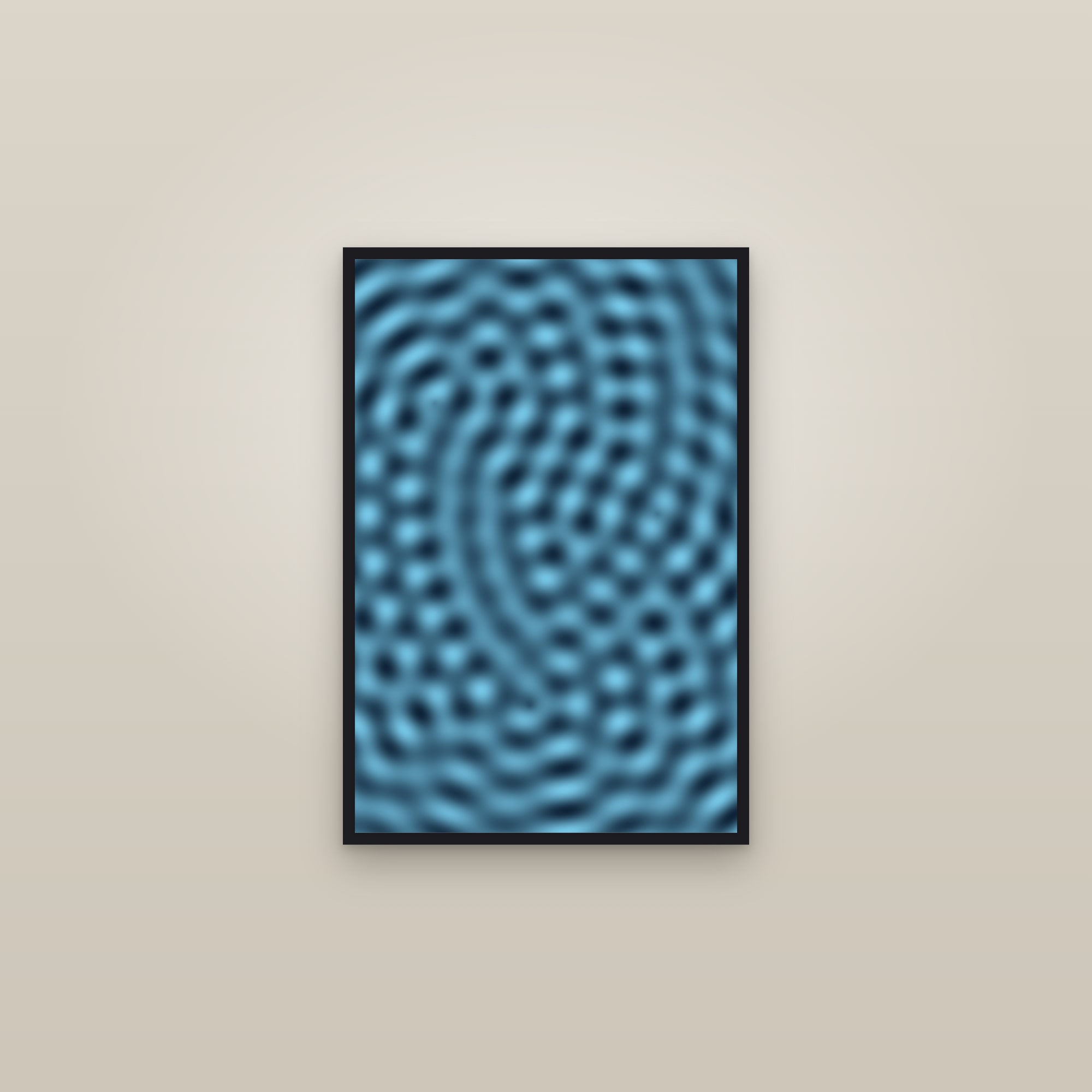 Arctic Moiré Interference Art Print — Bold Op Art Poster · Modern Wall Art — framed in a gallery setting