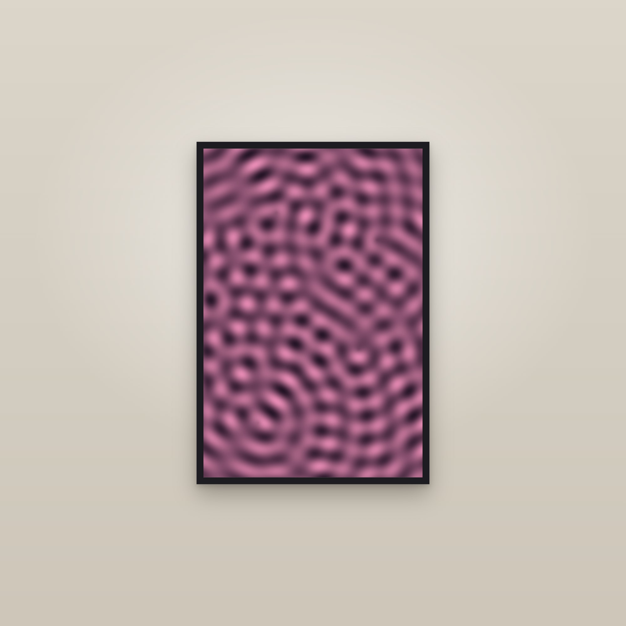 Orchid Moiré Interference Art Print — Bold Op Art Poster · Modern Wall Art — framed in a gallery setting