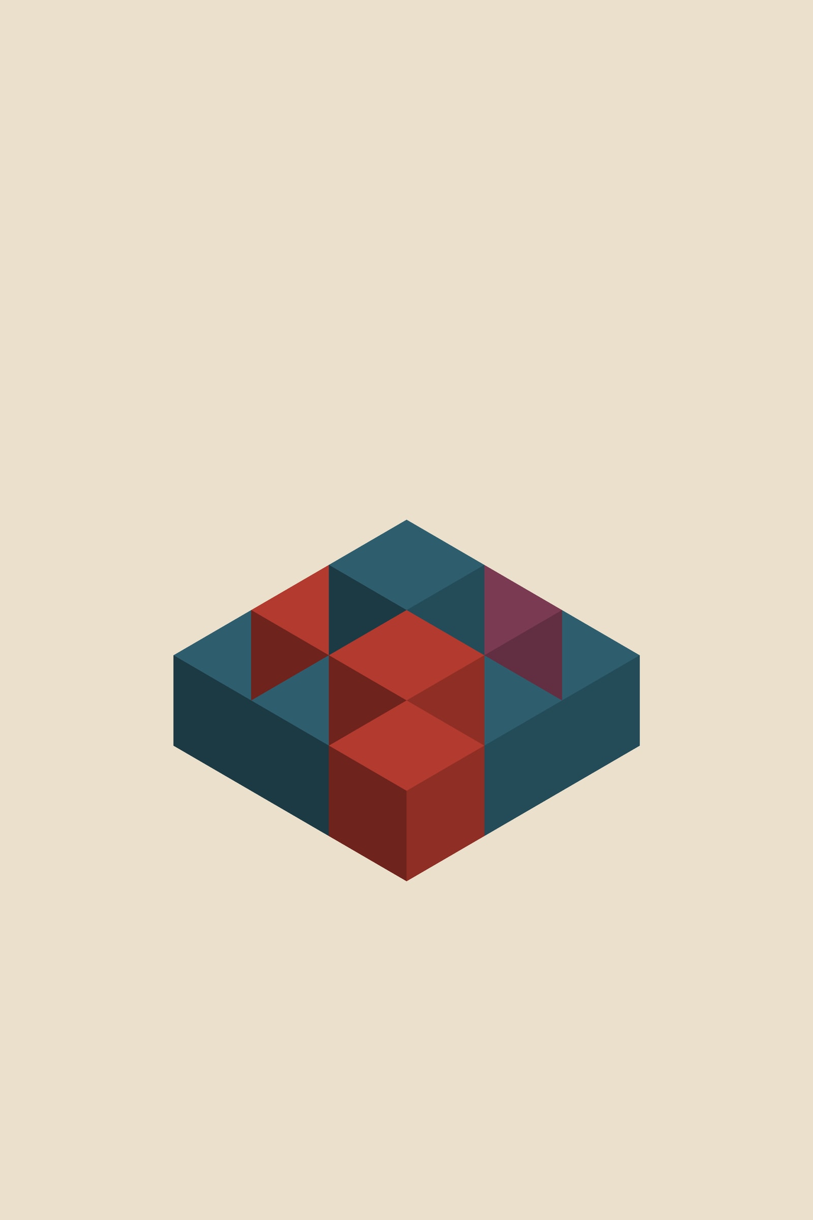 Earth Isometric Cubes Art Print — Bold 3D Geometric Poster · Modern Wall Art