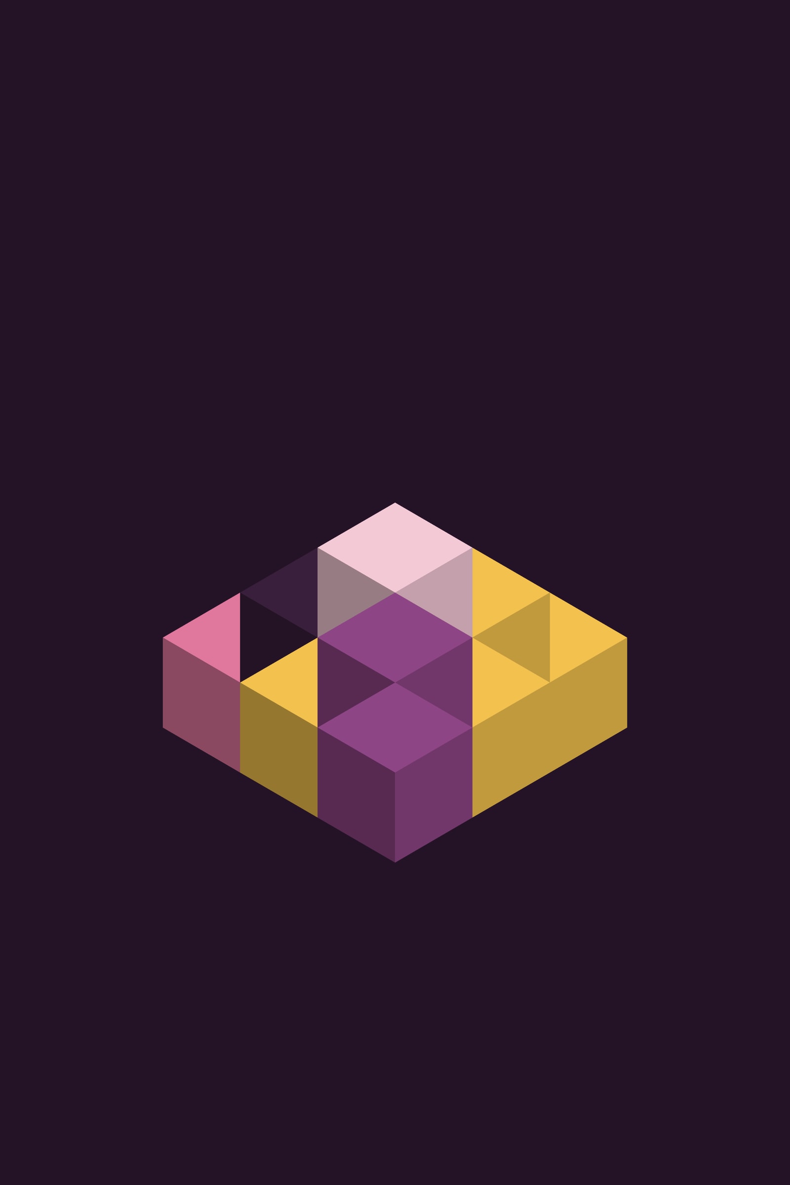 Plum Isometric Cubes Art Print — Bold 3D Geometric Poster · Modern Wall Art