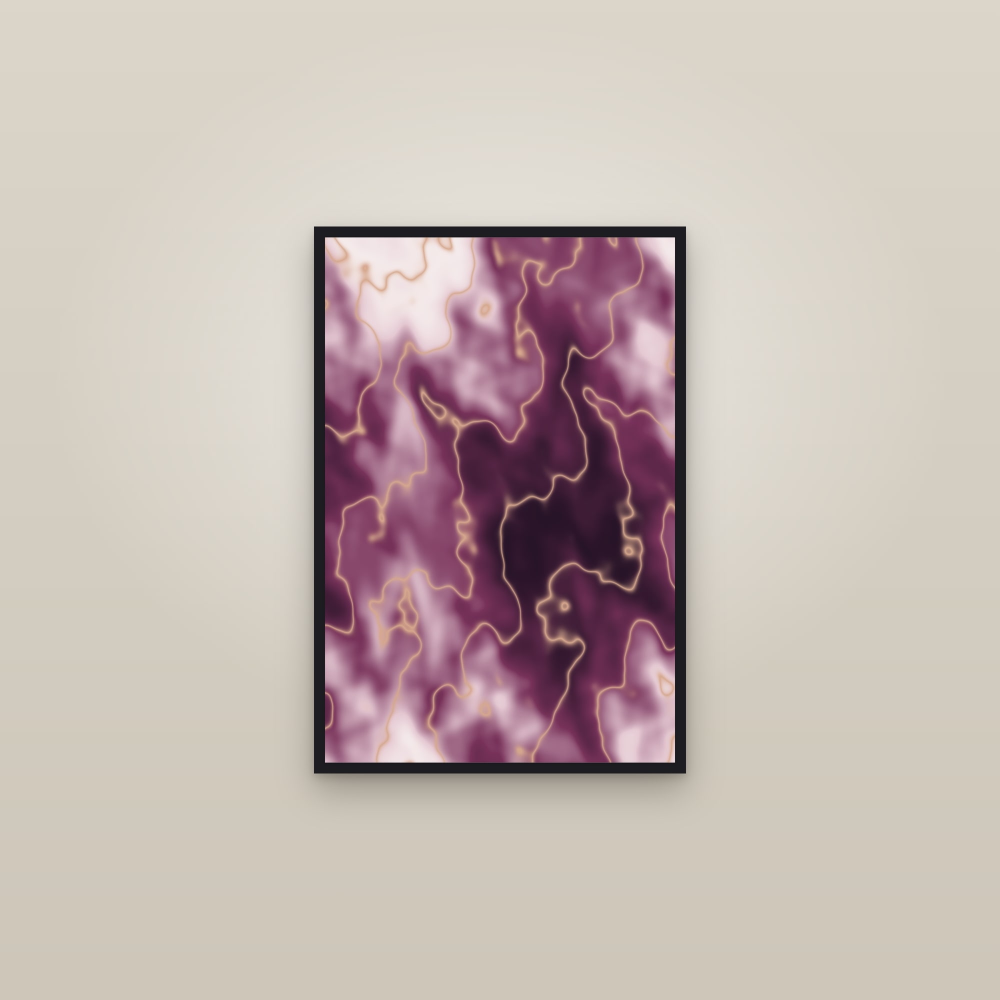 Plum Marble Abstract Art Print — Bold Veined Marble Poster · Modern Wall Art — framed in a gallery setting