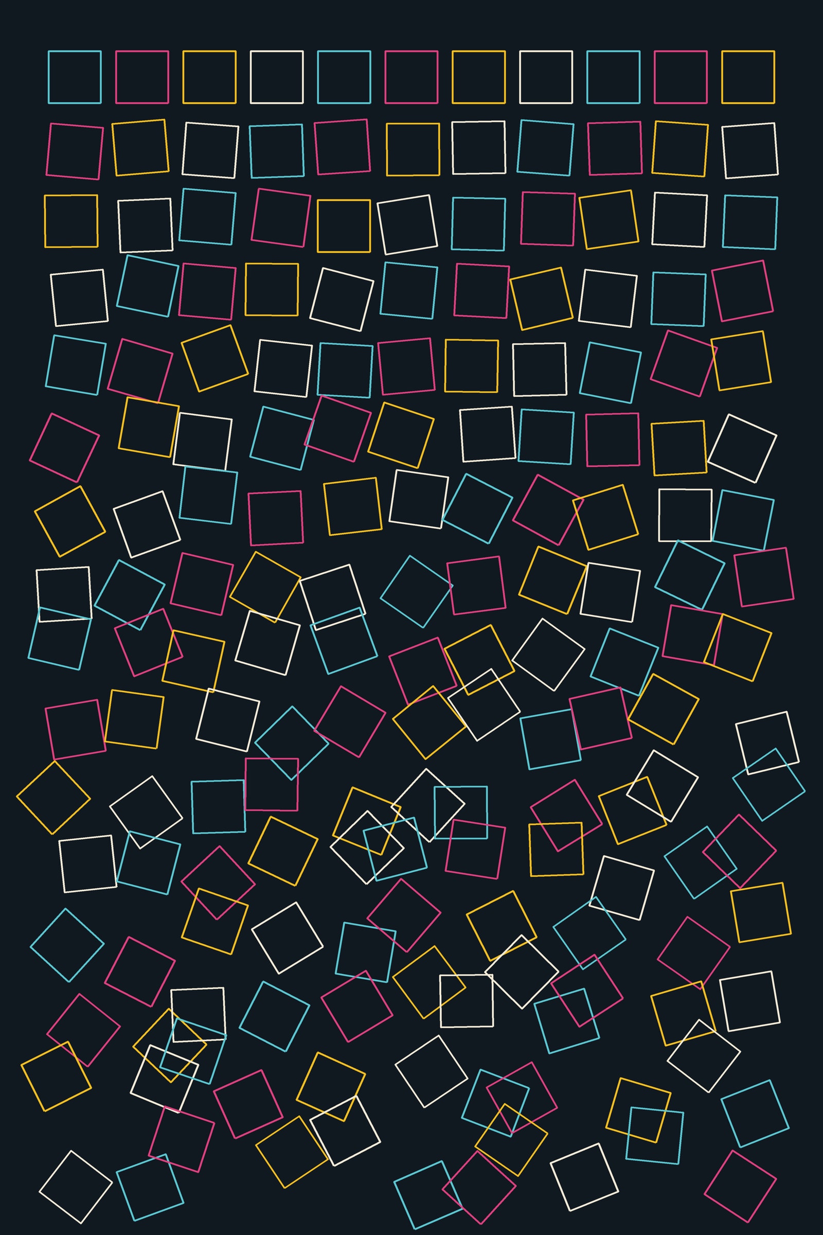 Neon Generative Grid Art Print — Bold Algorithmic Geometric Poster · Modern Wall Art