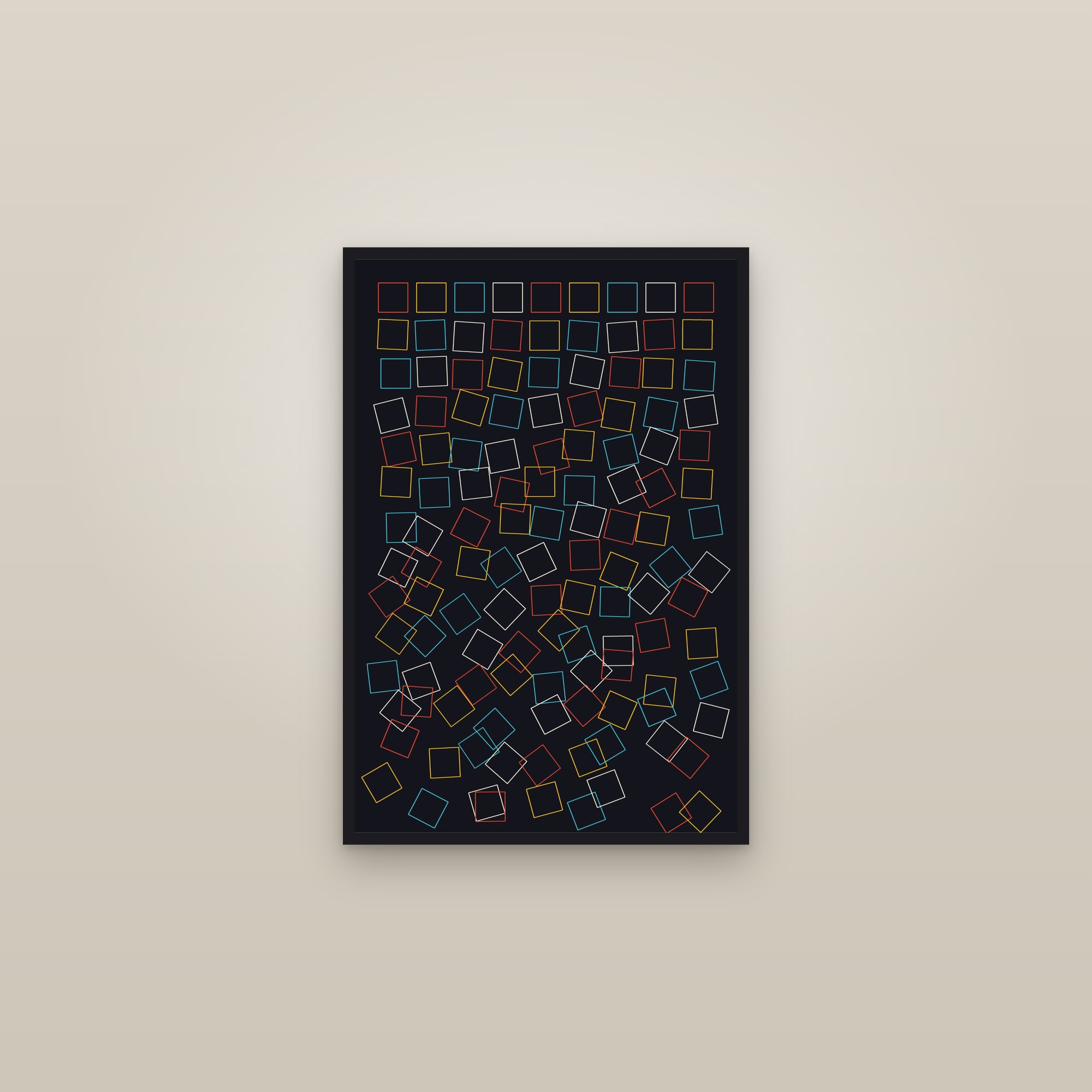 Generative Grid Art Print — Algorithmic Geometric Poster · Bold Modern Wall Art — framed in a gallery setting