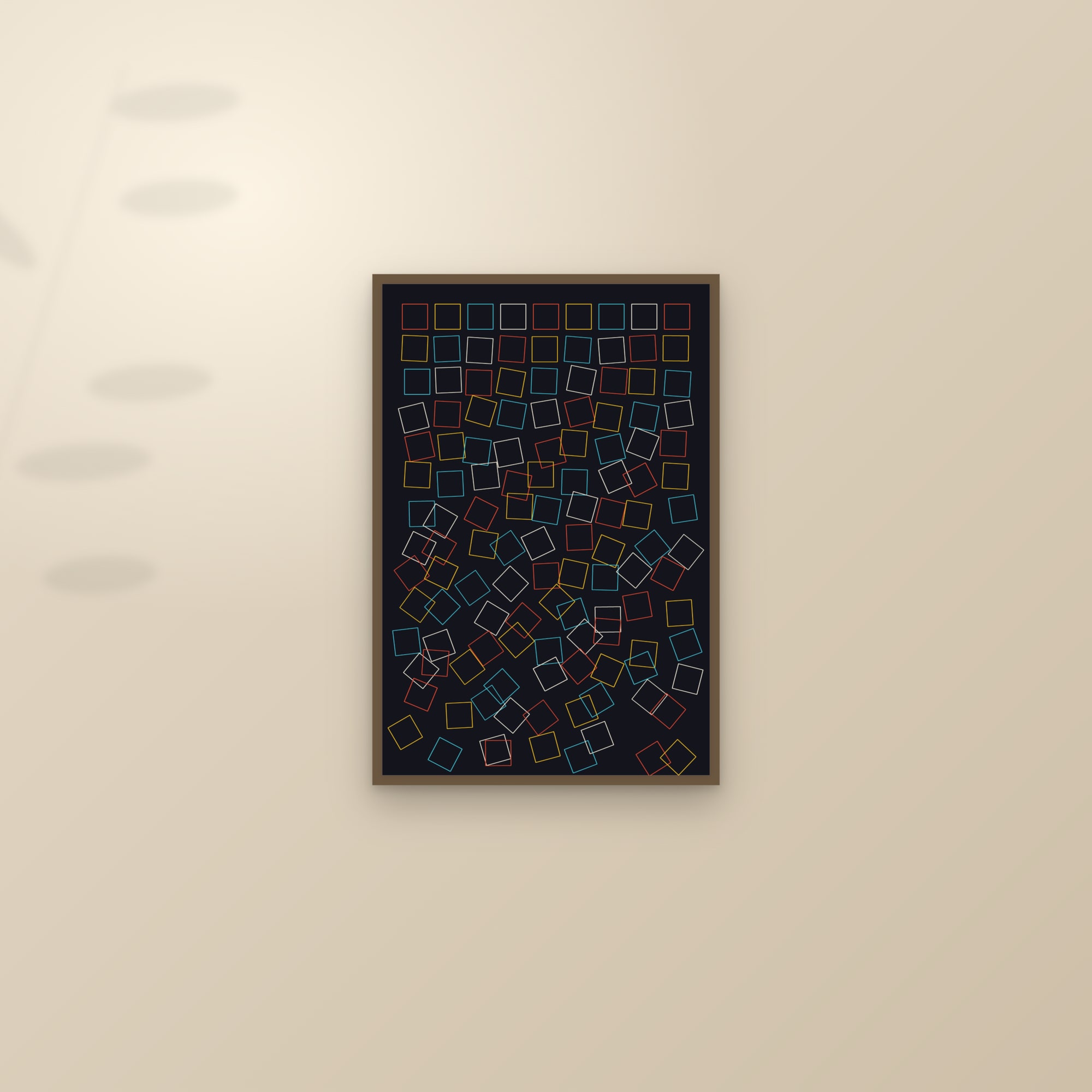 Generative Grid Art Print — Algorithmic Geometric Poster · Bold Modern Wall Art — framed and styled on a sunlit wall