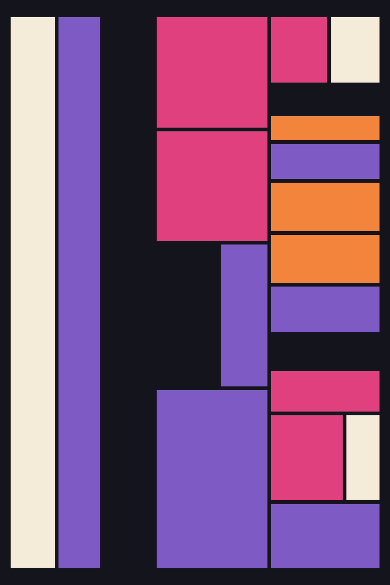 Night Primary Colour Grid Art Print — Bold De Stijl Geometric Poster · Modern Wall Art