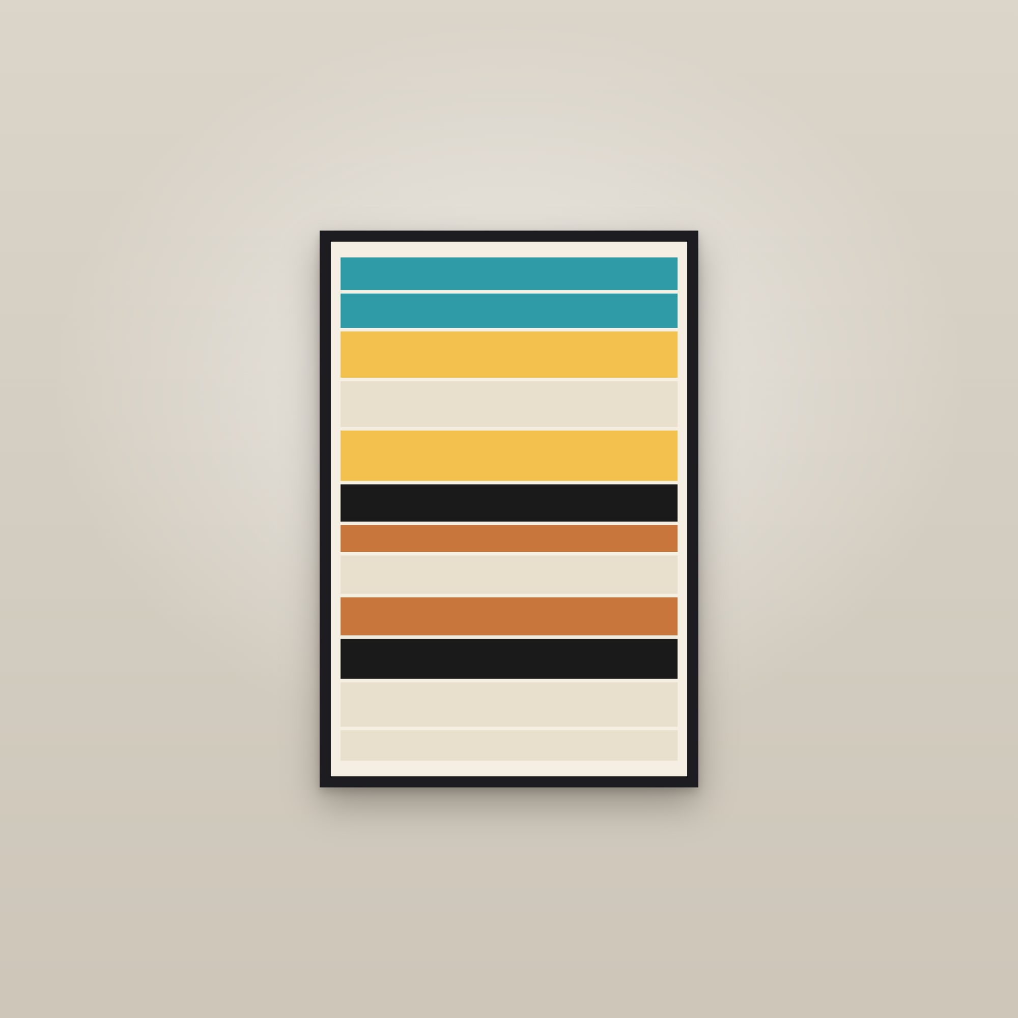 Teal Primary Colour Grid Art Print — Bold De Stijl Geometric Poster · Modern Wall Art — framed in a gallery setting