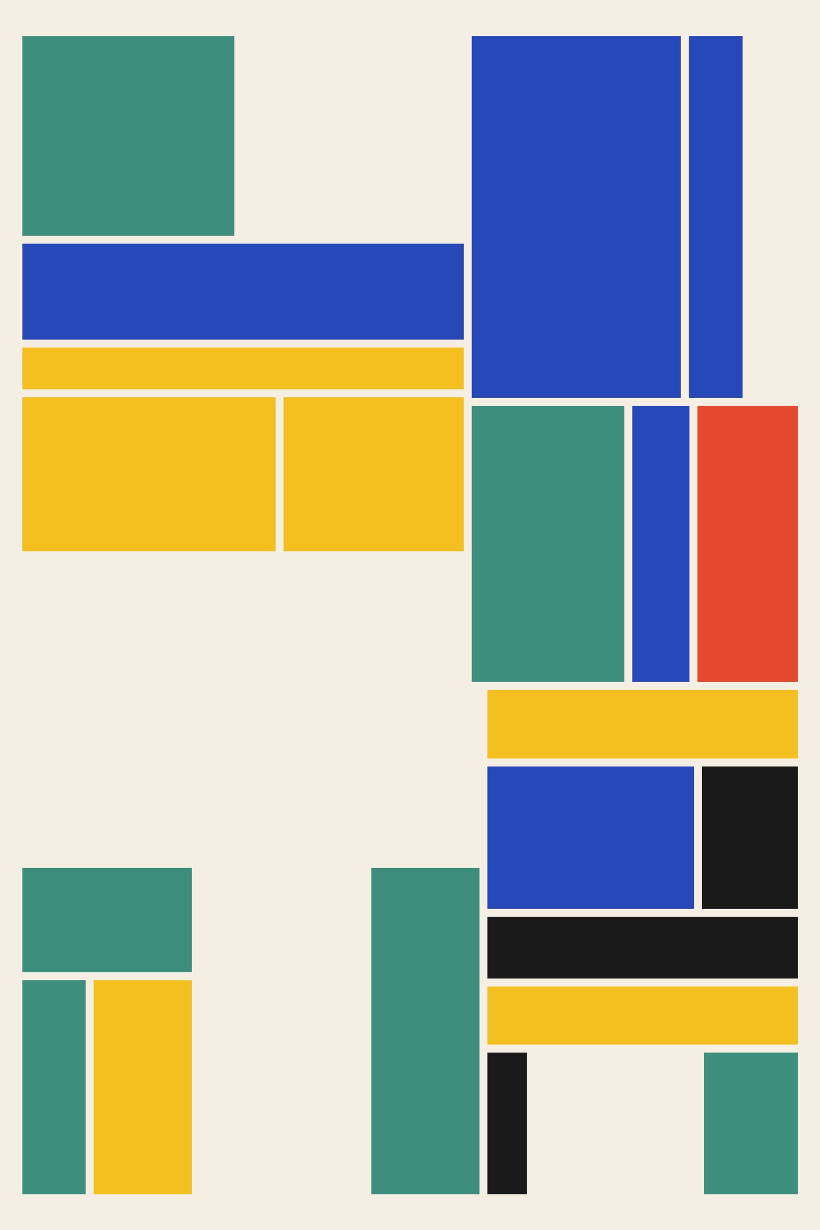 Primary Colour Grid Art Print — De Stijl Geometric Poster · Bold Modern Wall Art