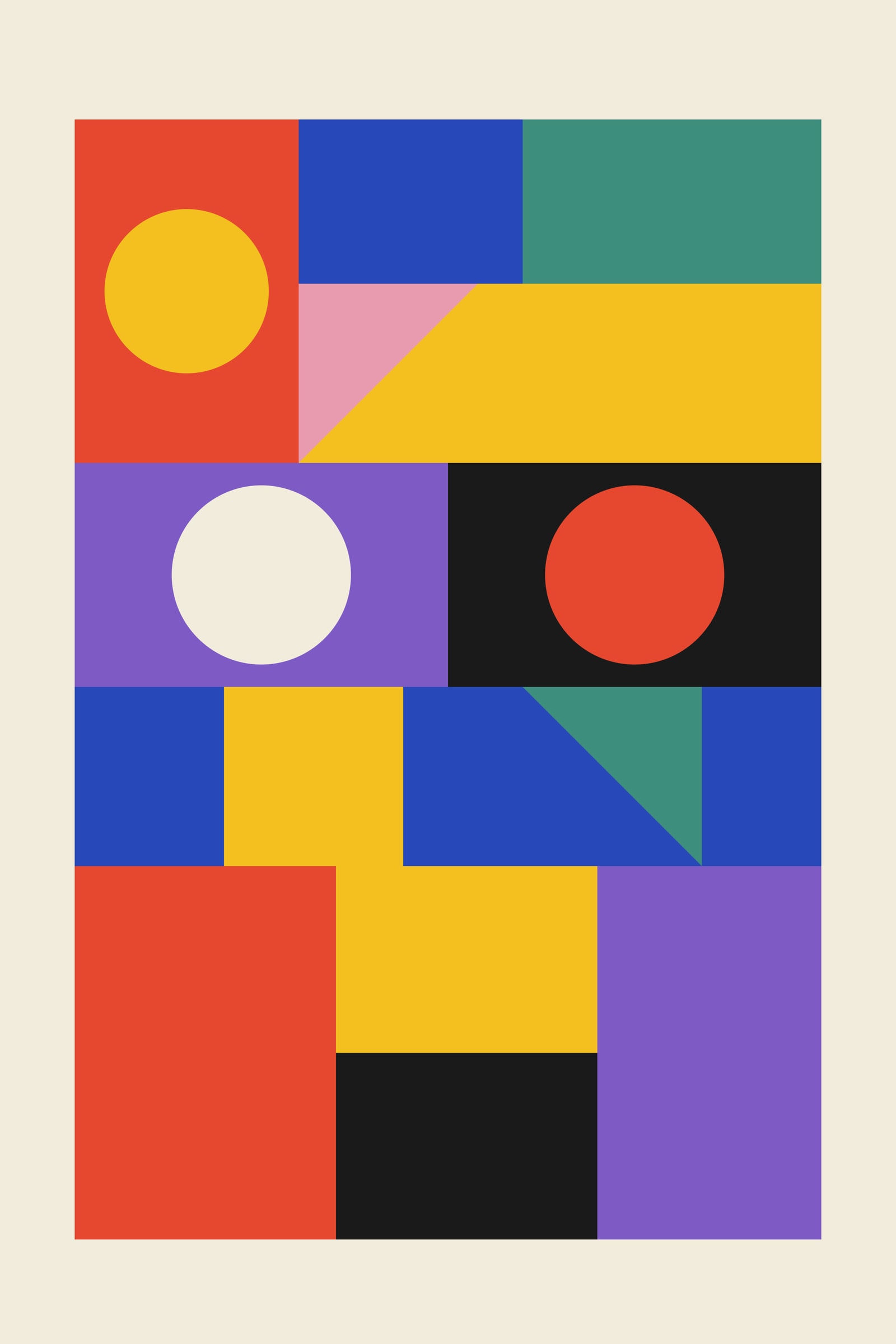 Geometric Mosaic Art Print II — Bold Colour Block Poster · Modern Wall Art