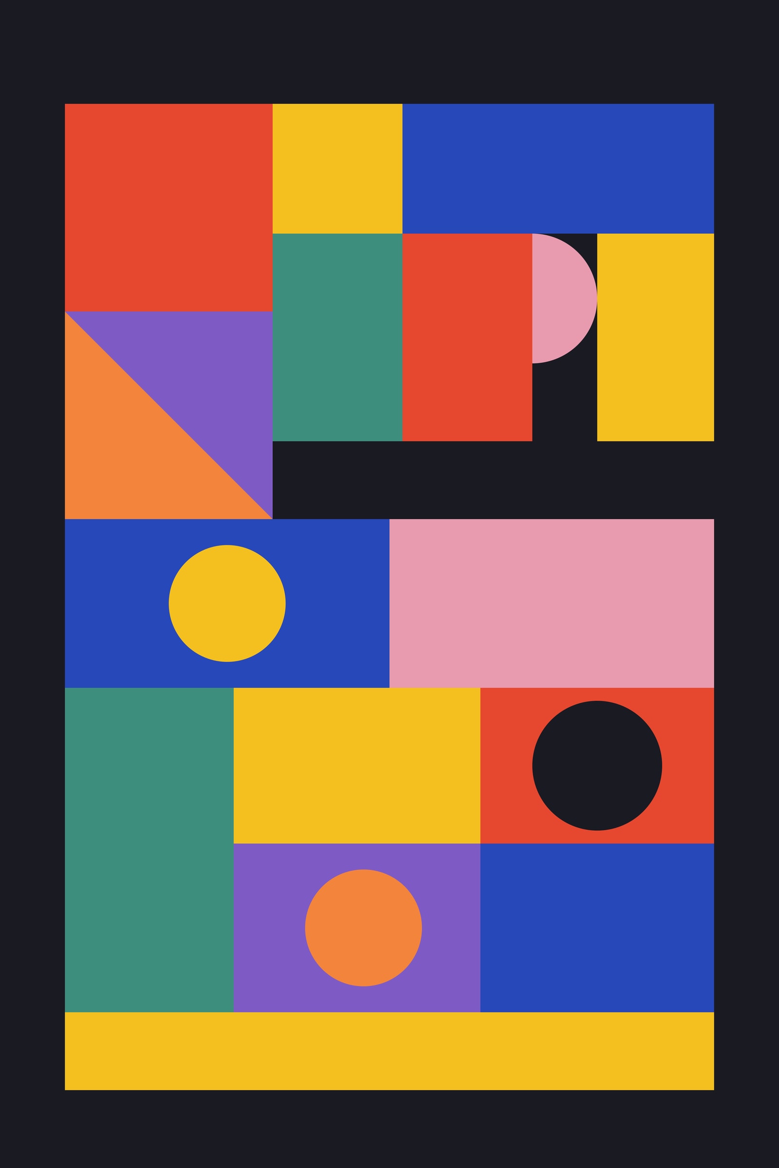 Geometric Mosaic Art Print — Bold Colour Block Poster · Modern Abstract Wall Art