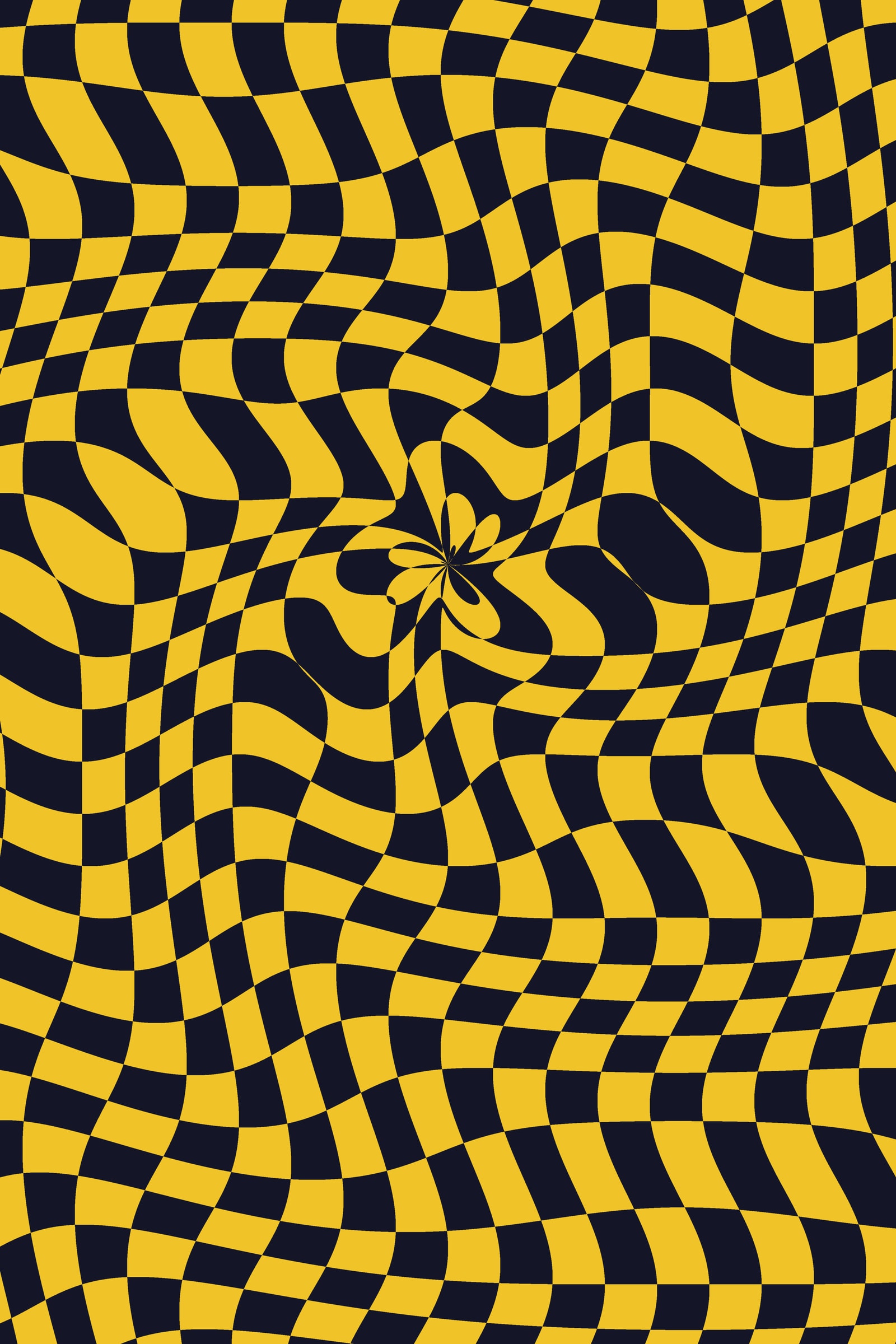 Op Art Warp Art Print — Optical Checkerboard Poster · Bold Modern Wall Art