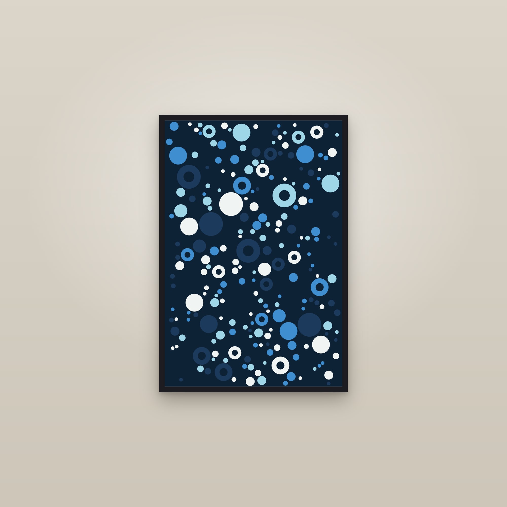 Arctic Circle Packing Art Print — Bold Dot Abstract Poster · Modern Wall Art — framed in a gallery setting