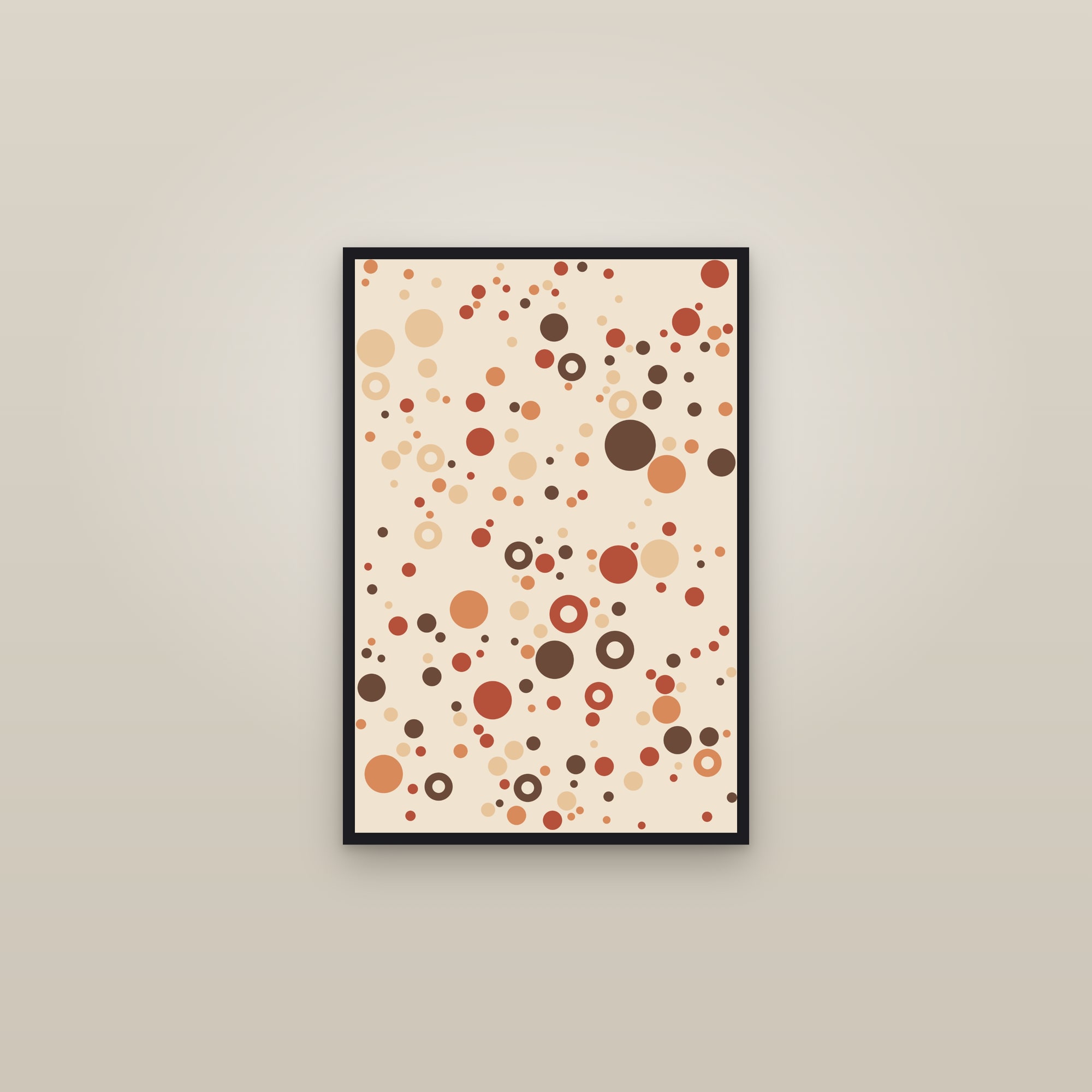 Clay Circle Packing Art Print — Bold Dot Abstract Poster · Modern Wall Art — framed in a gallery setting