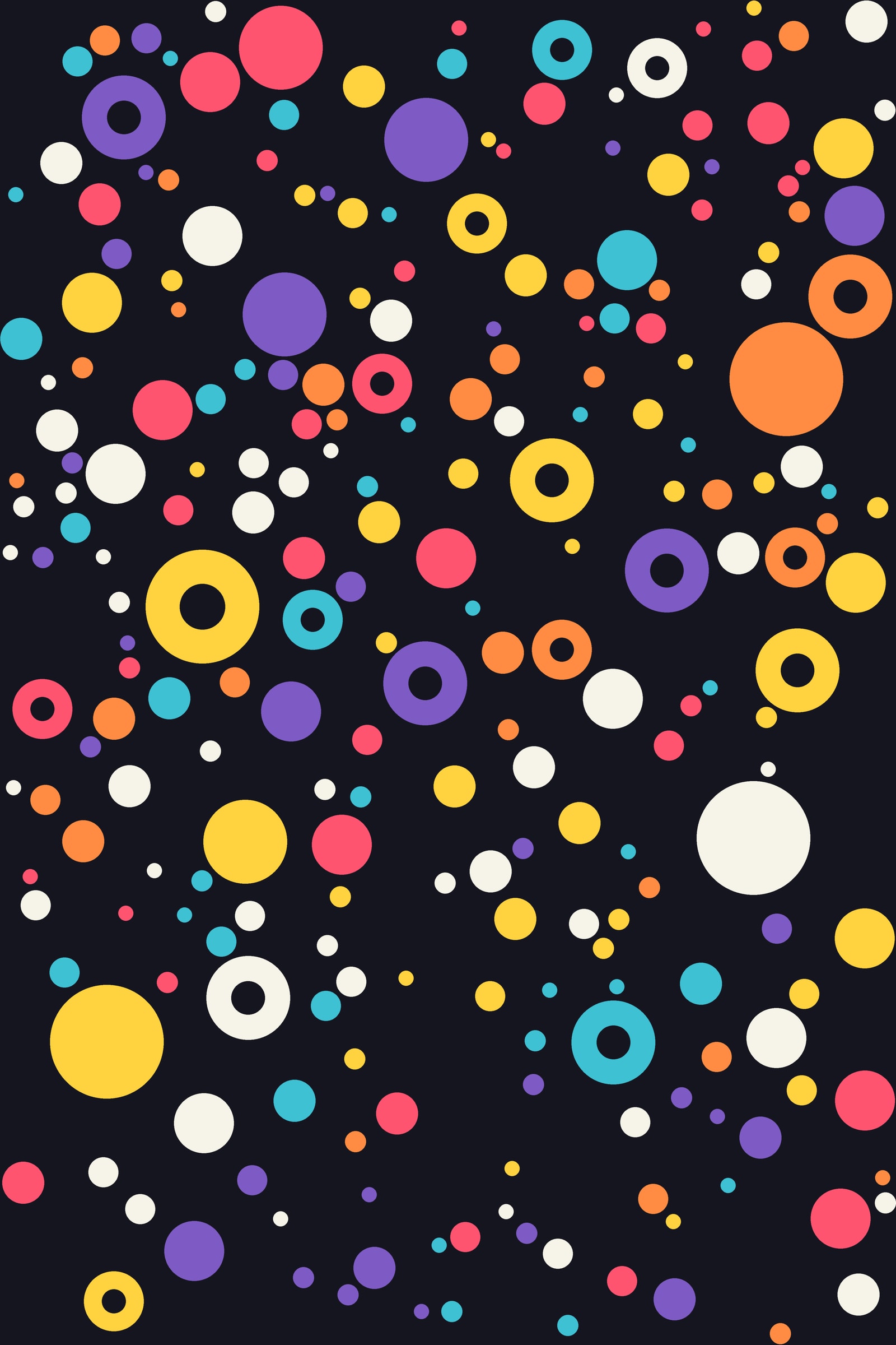 Circle Packing Art Print (Dark) — Dot Abstract on Black · Bold Modern Wall Art