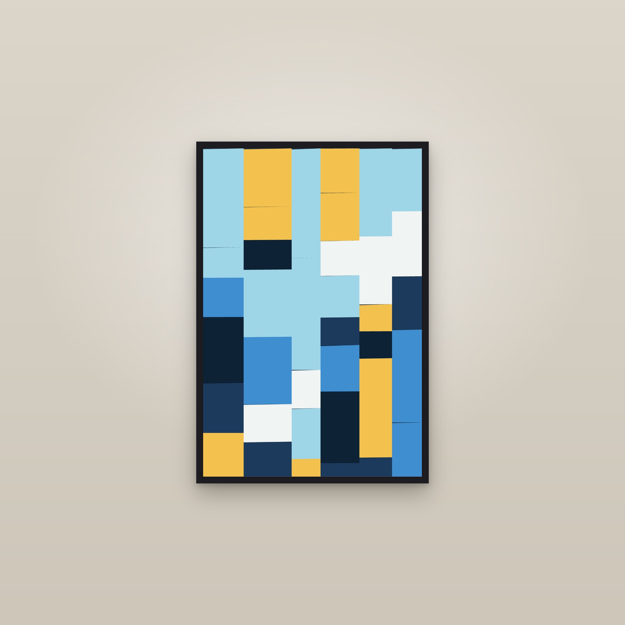 Arctic Colour Quilt Art Print — Bold Geometric Patchwork Poster · Modern Wall Art — framed in a gallery setting