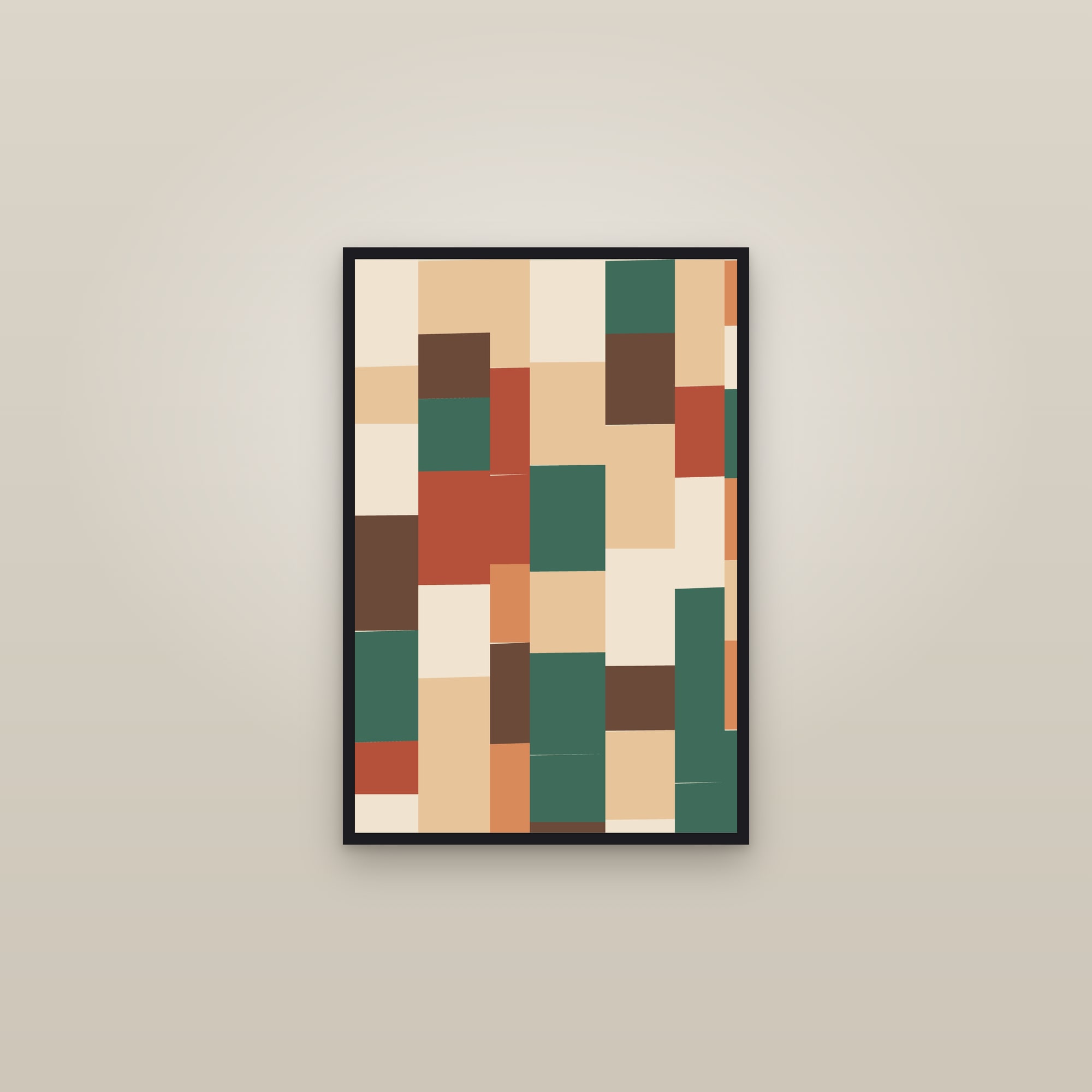 Clay Colour Quilt Art Print — Bold Geometric Patchwork Poster · Modern Wall Art — framed in a gallery setting