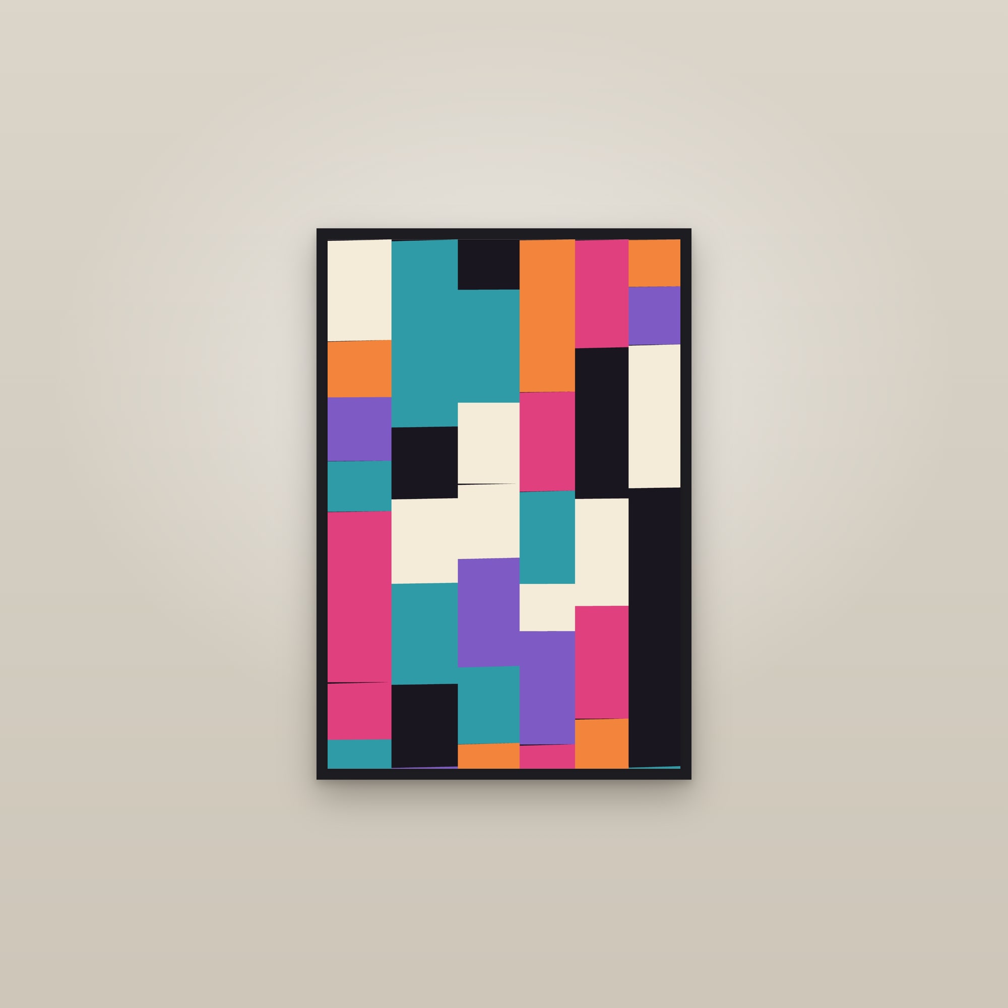Jewel Colour Quilt Art Print — Bold Geometric Patchwork Poster · Modern Wall Art — framed in a gallery setting