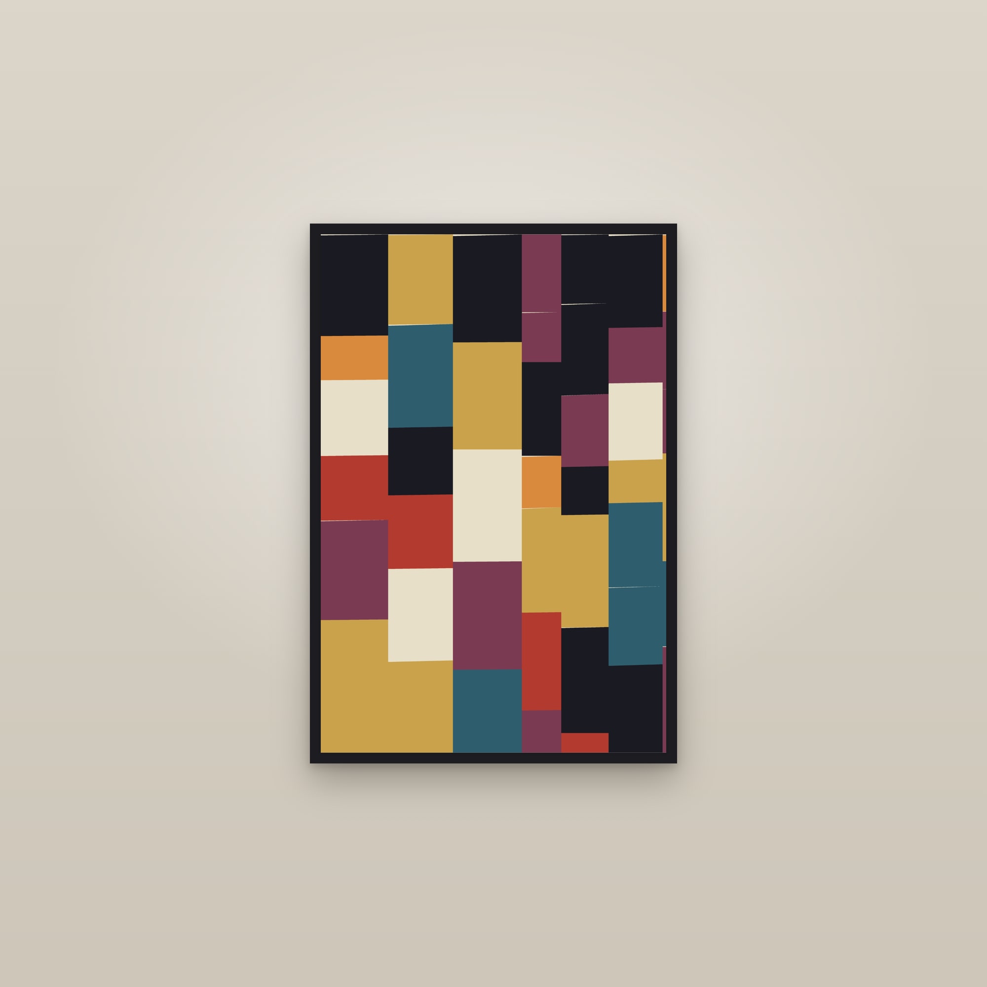 Colour Quilt Art Print — Geometric Patchwork Poster · Bold Modern Wall Art — framed in a gallery setting