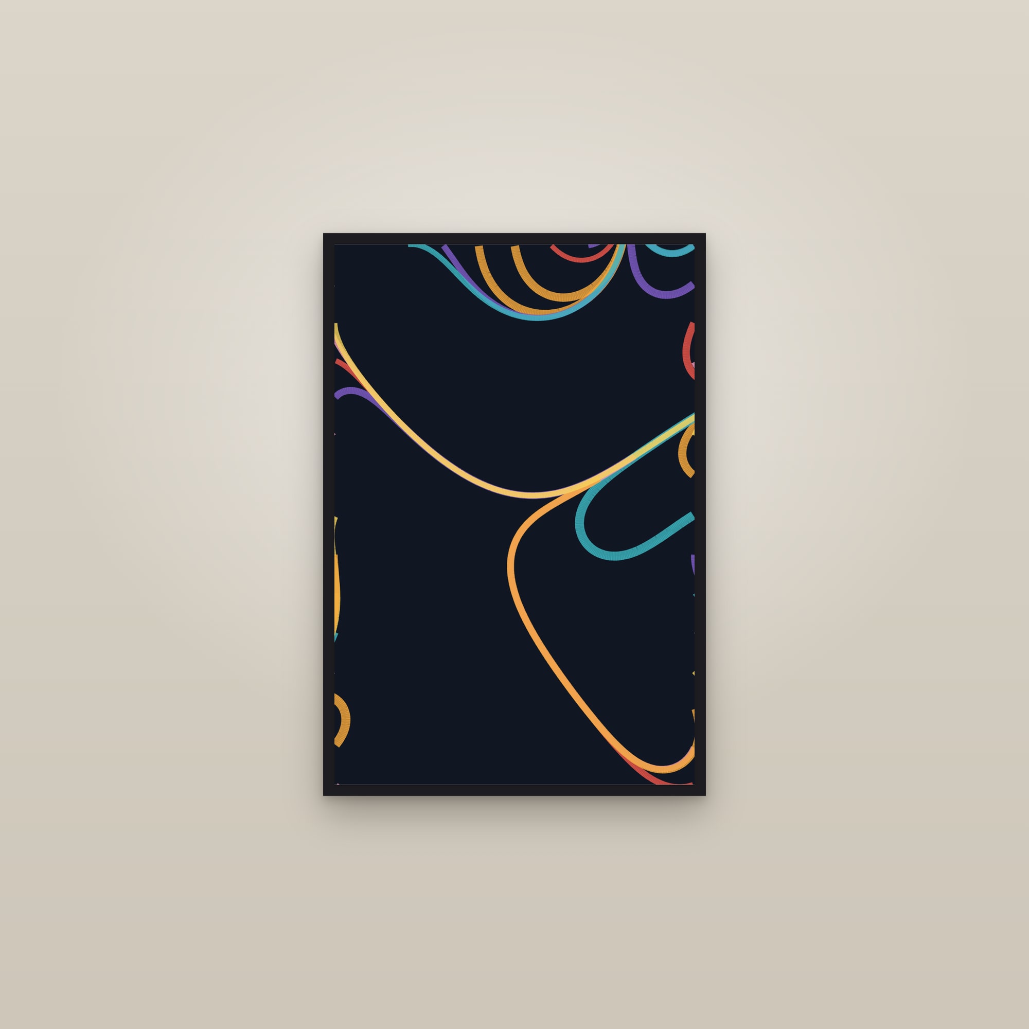 Flowing Ribbons Art Print — Abstract Line Poster · Bold Modern Wall Art — framed in a gallery setting
