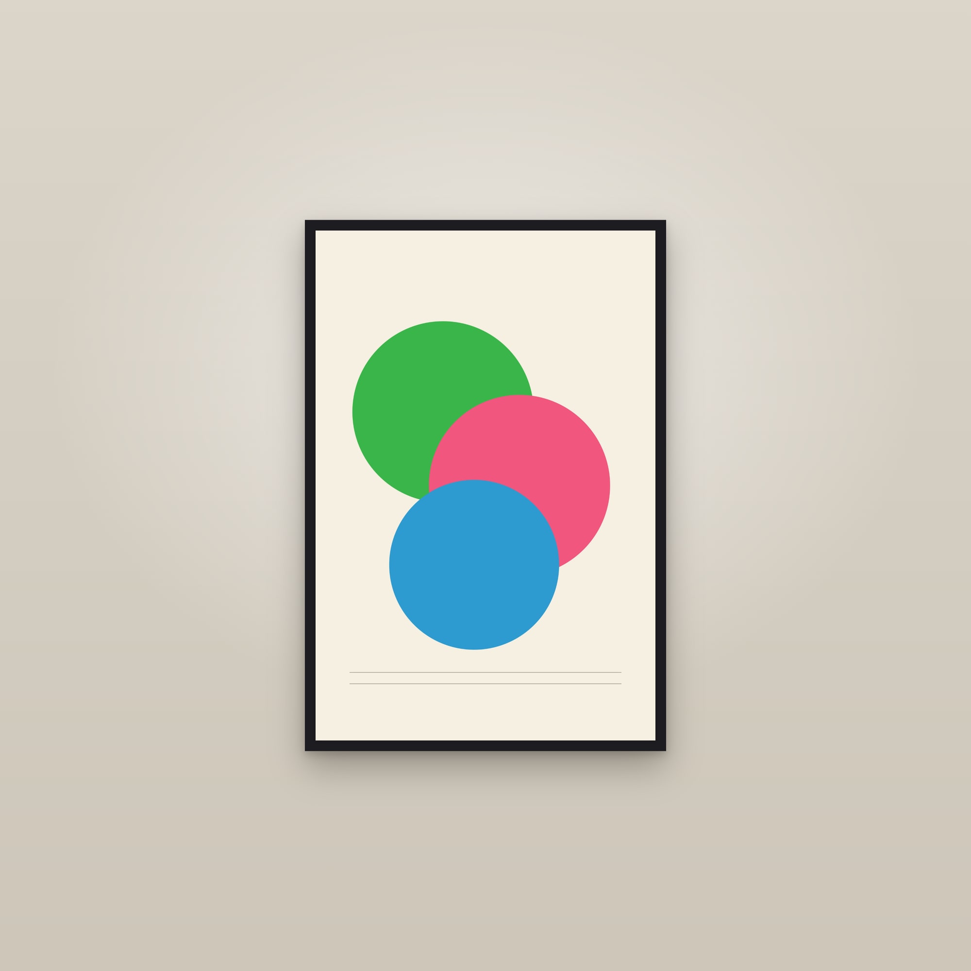 Risograph Abstract Art Print III — Bold Overprint Shapes Poster · Modern Wall Art — framed in a gallery setting