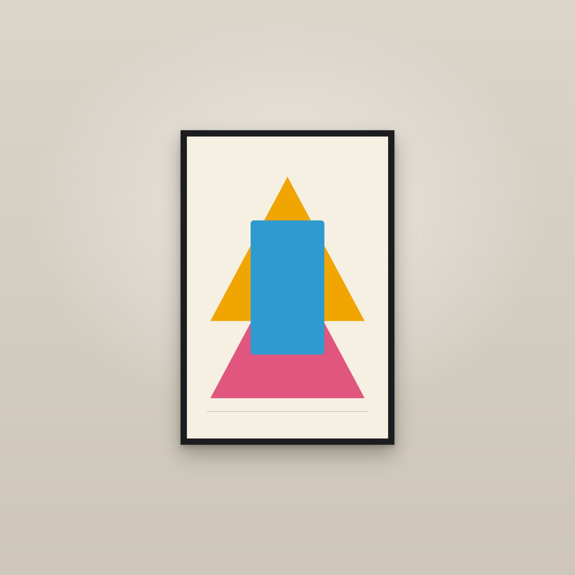 Risograph Abstract Art Print IV — Bold Overprint Shapes Poster · Modern Wall Art — framed in a gallery setting