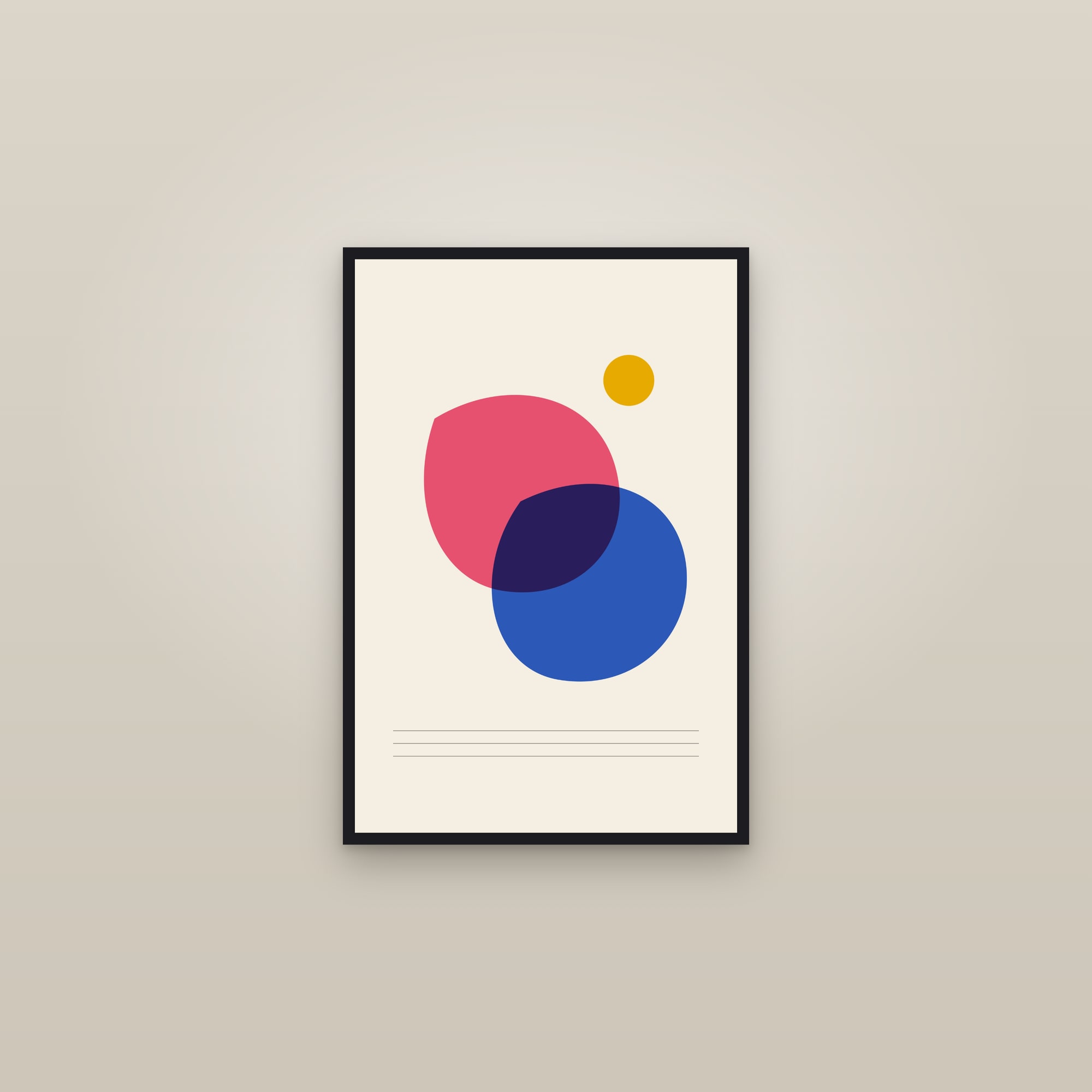 Risograph Abstract Art Print — Overprint Shapes Poster · Bold Modern Wall Art — framed in a gallery setting