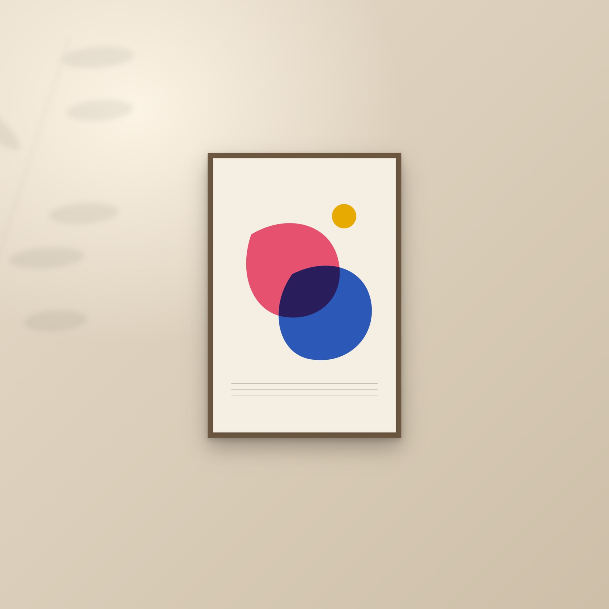 Risograph Abstract Art Print — Overprint Shapes Poster · Bold Modern Wall Art — framed and styled on a sunlit wall