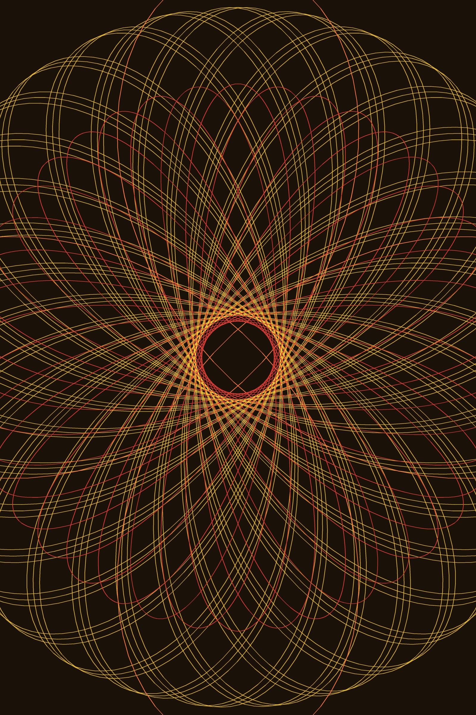 Amber Spirograph Art Print — Bold Geometric Mandala Poster · Modern Wall Art