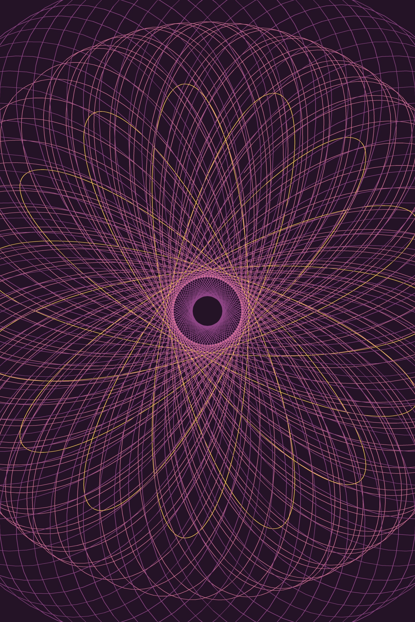 Plum Spirograph Art Print — Bold Geometric Mandala Poster · Modern Wall Art