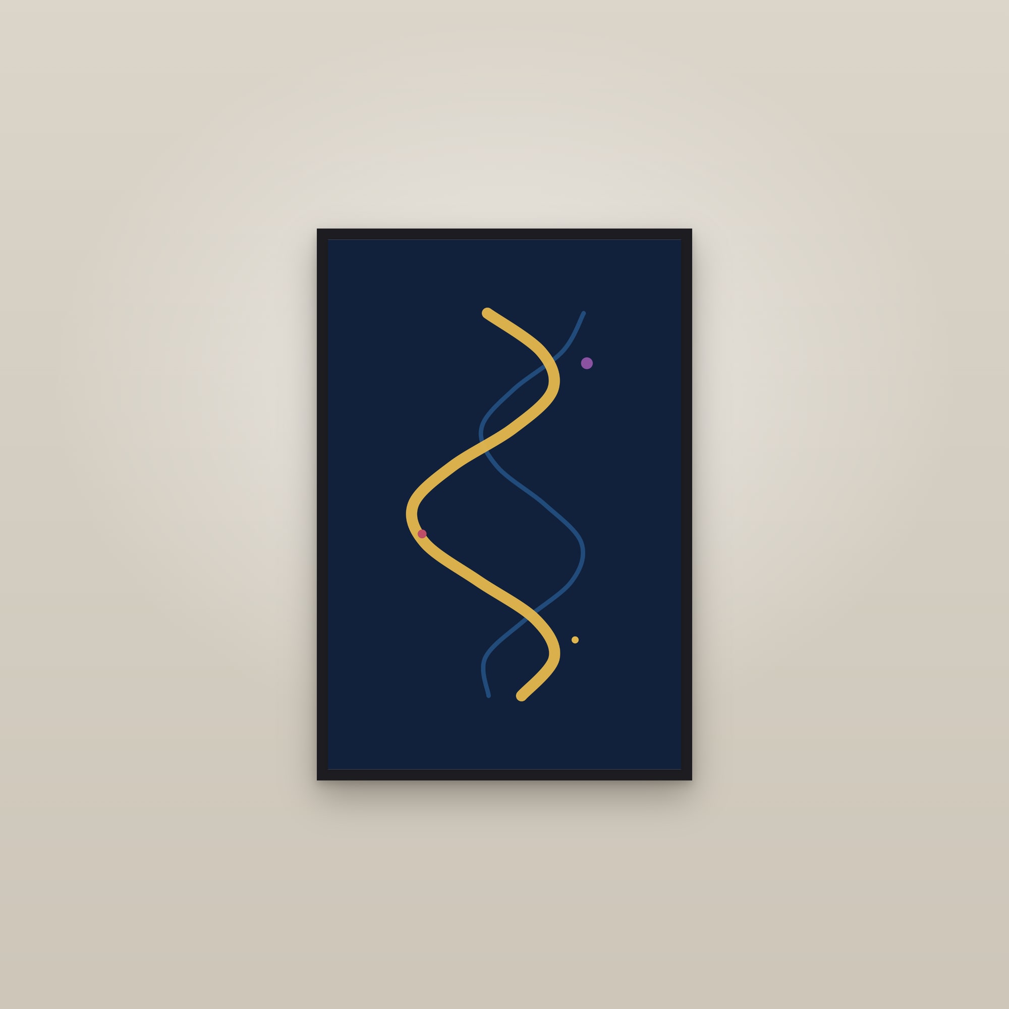 Jewel Abstract Line Art Print — Bold Wavy Line Art Poster · Modern Wall Art — framed in a gallery setting