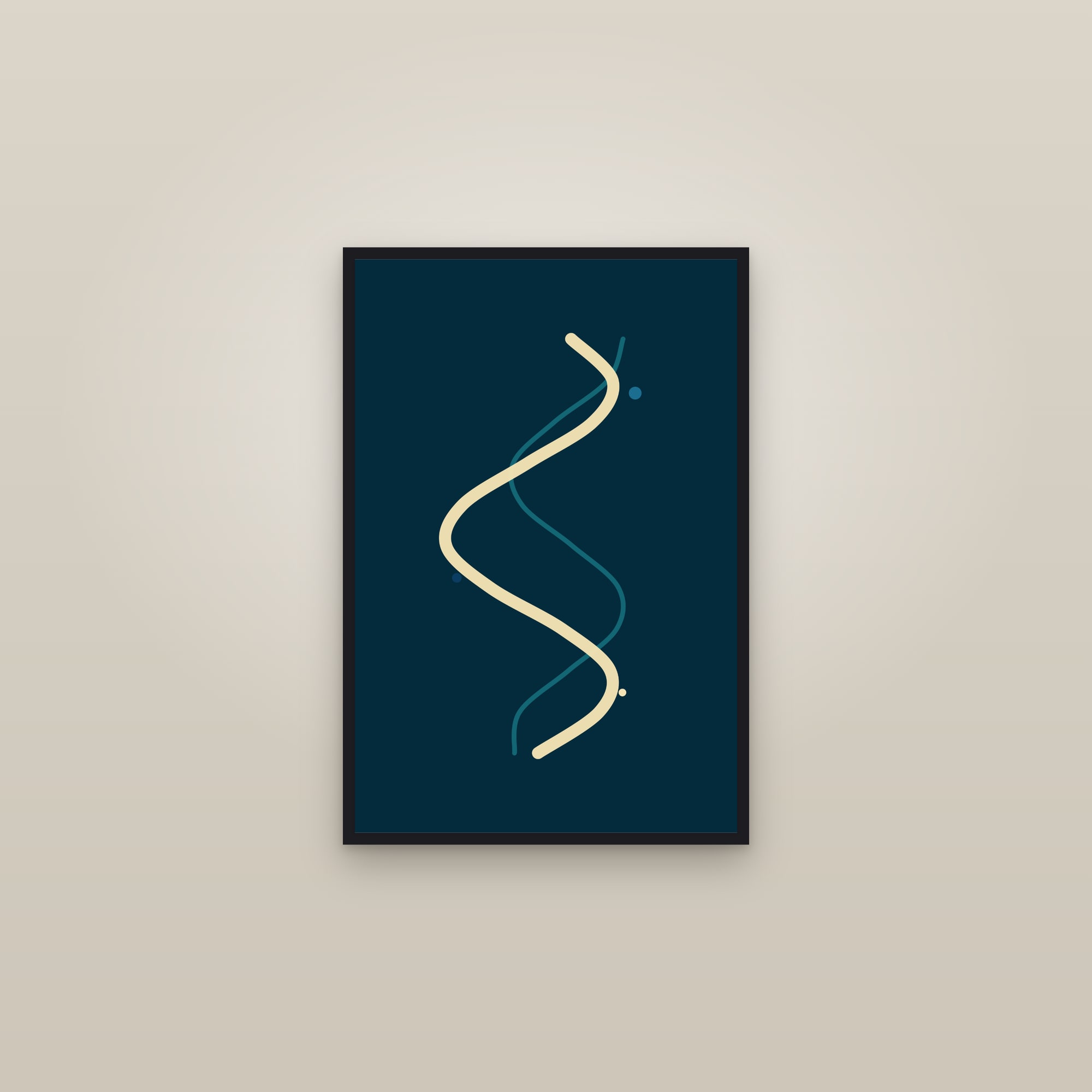 Ocean Abstract Line Art Print — Bold Wavy Line Art Poster · Modern Wall Art — framed in a gallery setting
