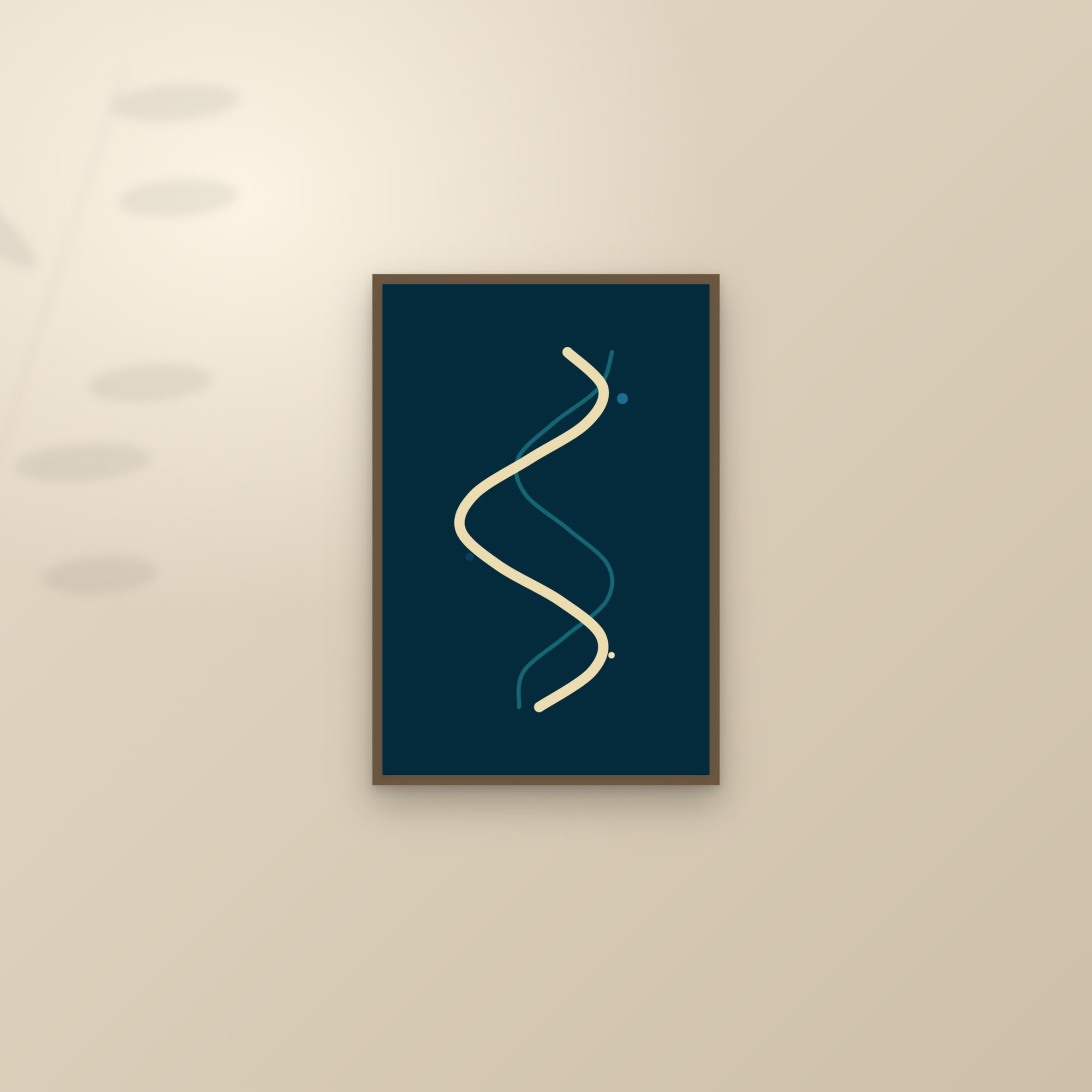Ocean Abstract Line Art Print — Bold Wavy Line Art Poster · Modern Wall Art — framed and styled on a sunlit wall