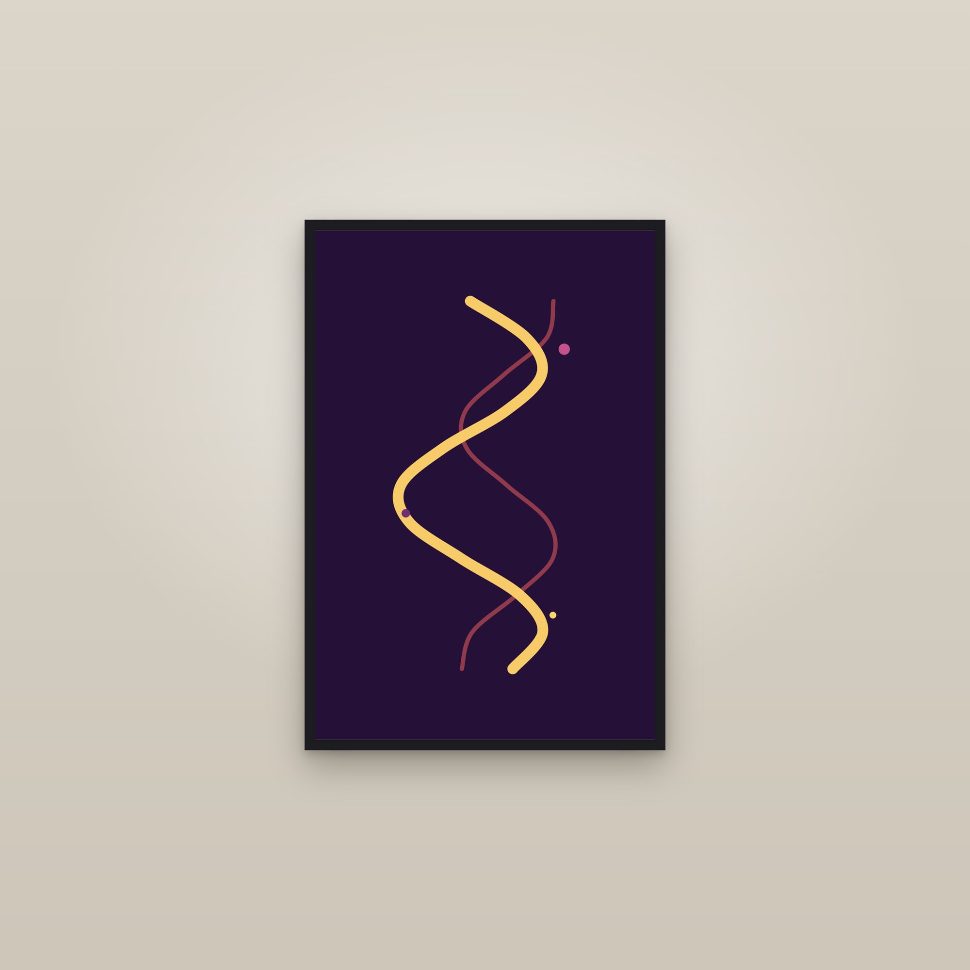Sunset Abstract Line Art Print — Bold Wavy Line Art Poster · Modern Wall Art — framed in a gallery setting