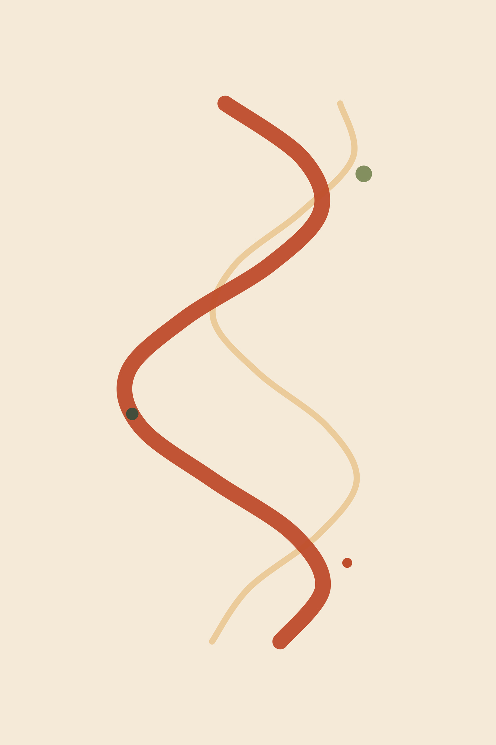 Terracotta Abstract Line Art Print — Bold Wavy Line Art Poster · Modern Wall Art