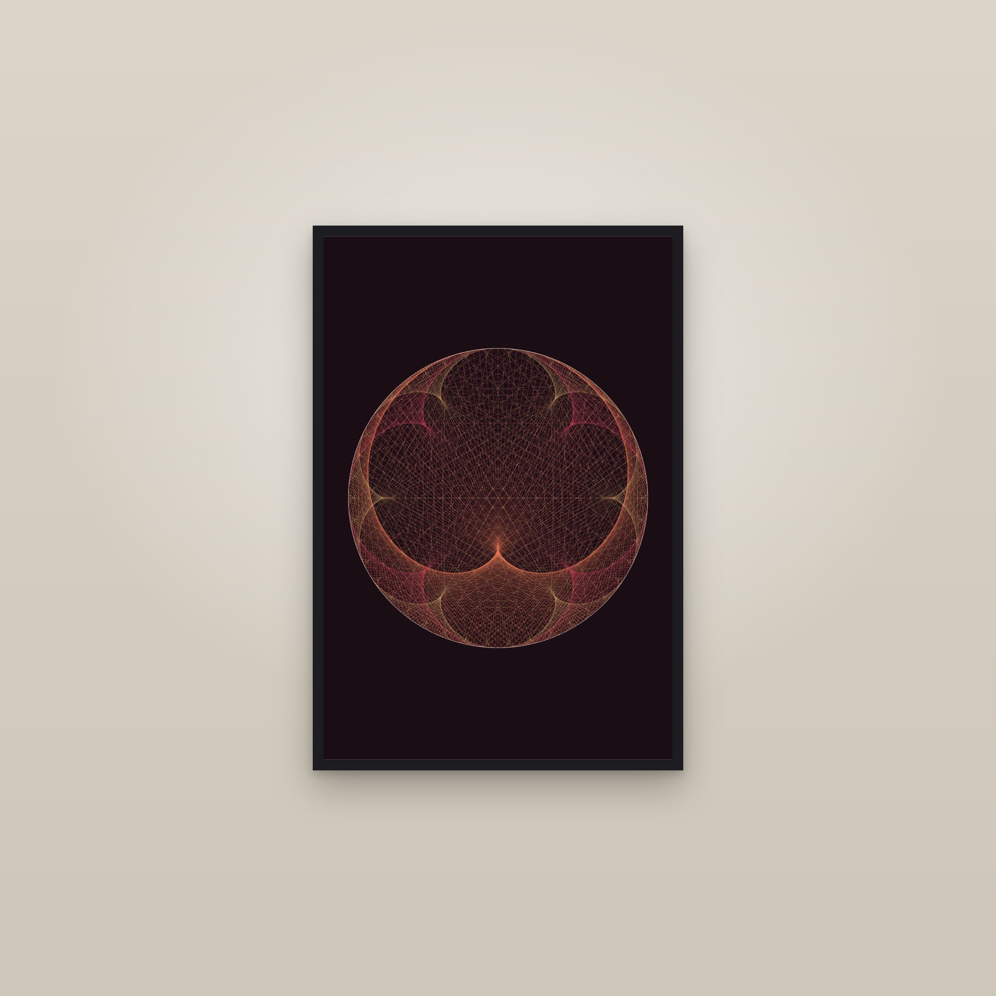 Ember String Art Art Print — Bold Geometric Line Poster · Modern Wall Art — framed in a gallery setting