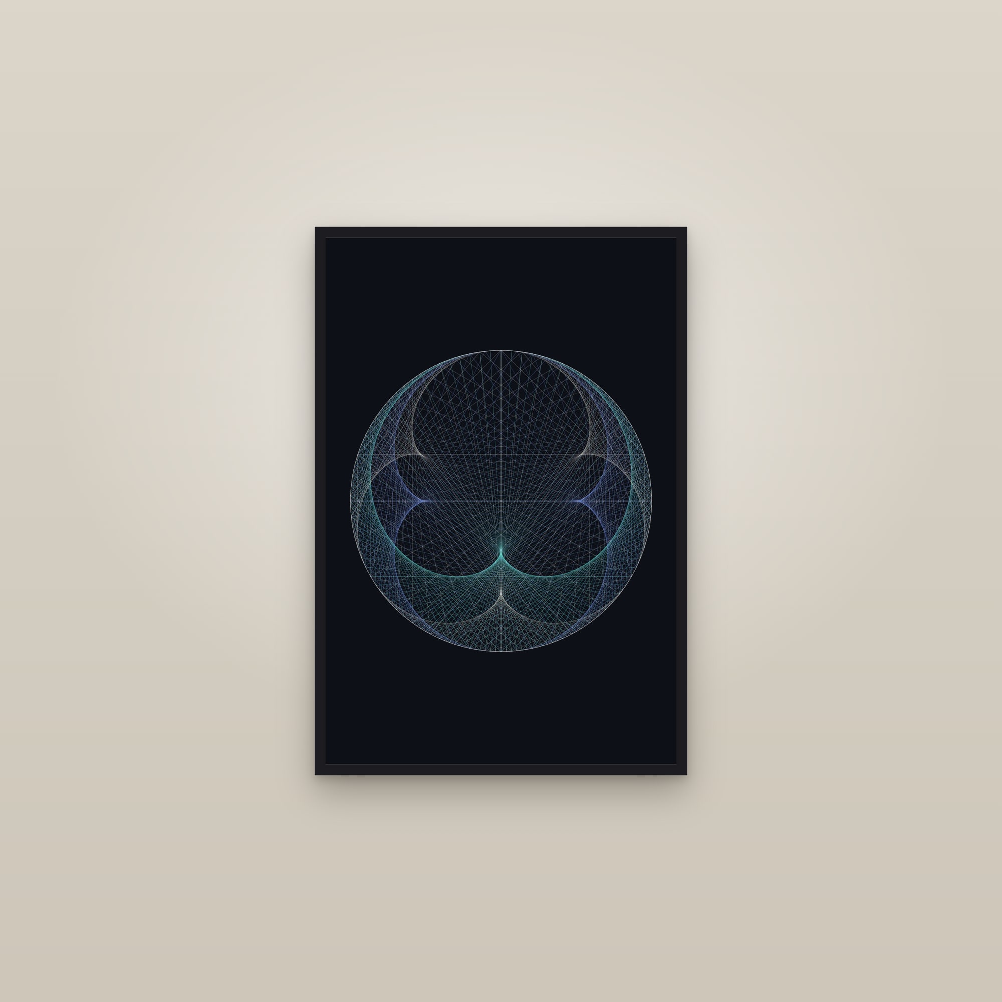 Ice String Art Art Print — Bold Geometric Line Poster · Modern Wall Art — framed in a gallery setting