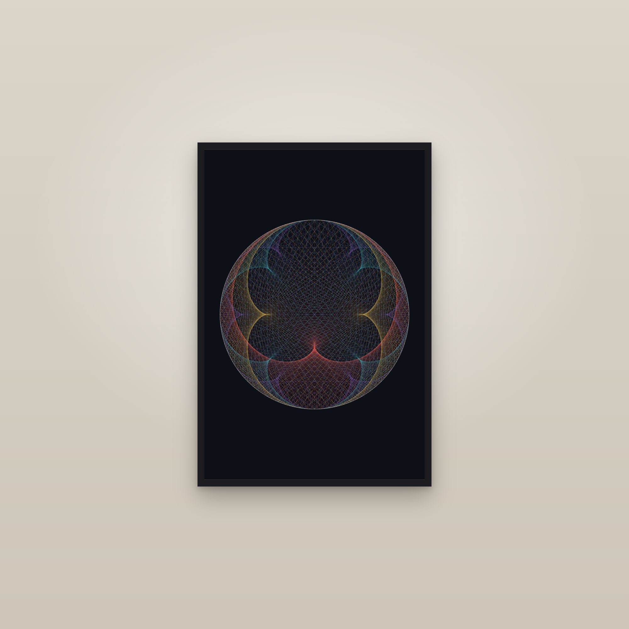 String Art Print — Geometric Line Poster · Bold Modern Wall Art — framed in a gallery setting