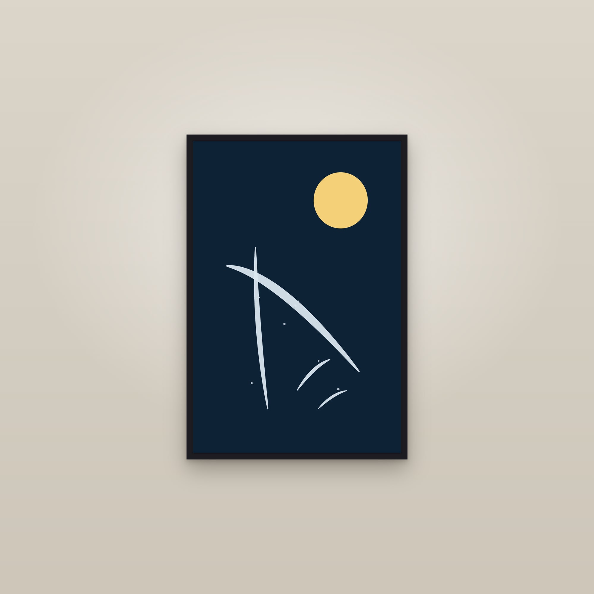 Arctic Sumi-e Brush Art Print — Bold Minimalist Ink Poster · Modern Wall Art — framed in a gallery setting