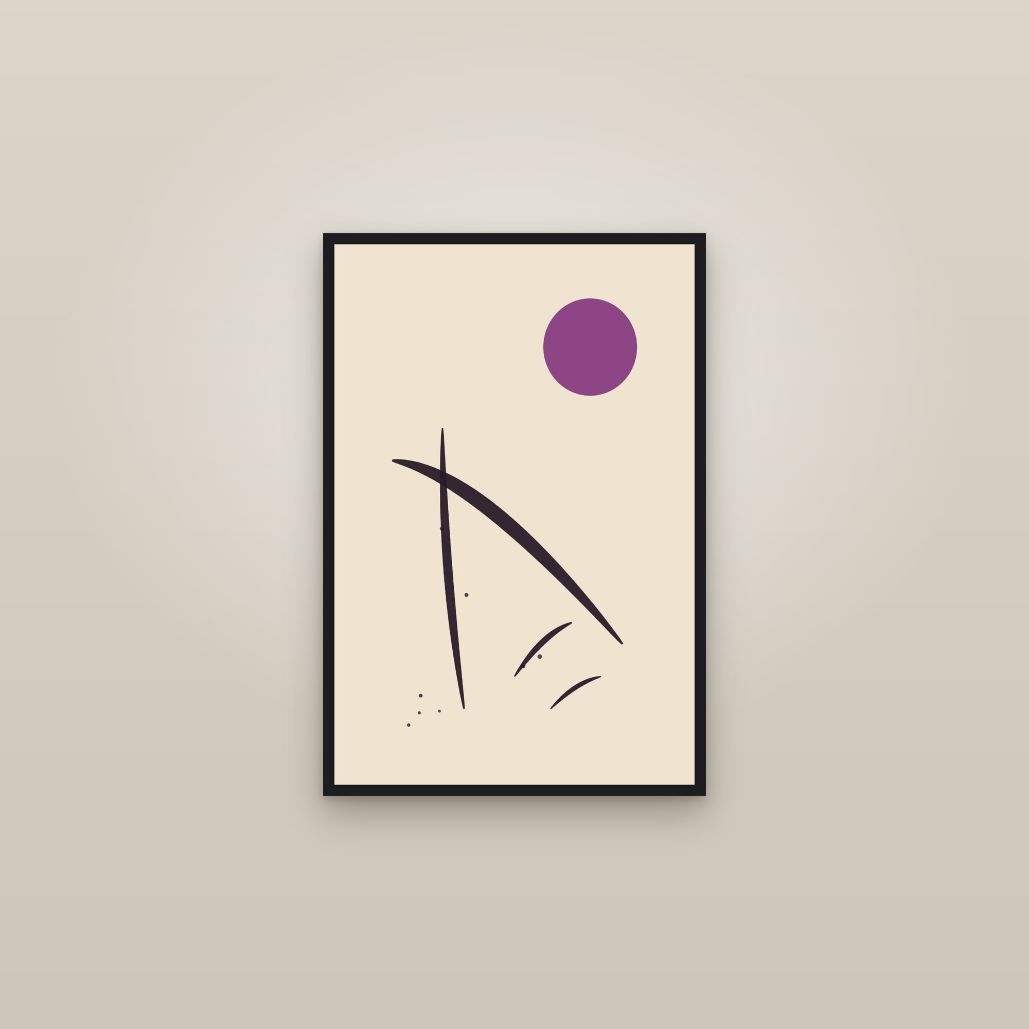 Orchid Sumi-e Brush Art Print — Bold Minimalist Ink Poster · Modern Wall Art — framed in a gallery setting