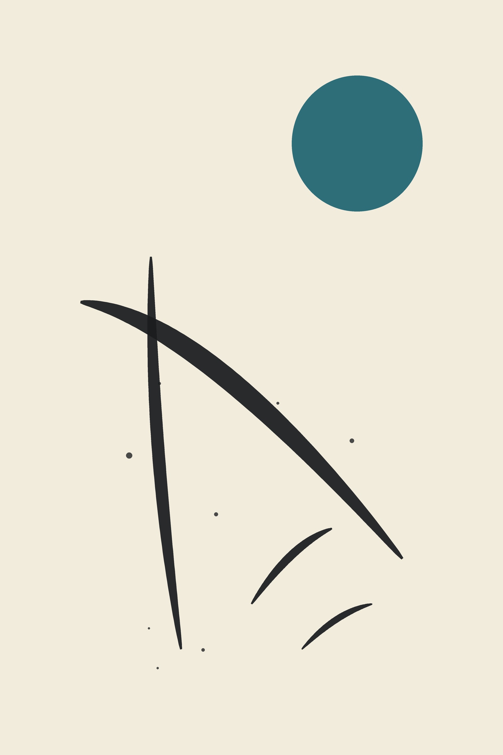 Teal Sumi-e Brush Art Print — Bold Minimalist Ink Poster · Modern Wall Art