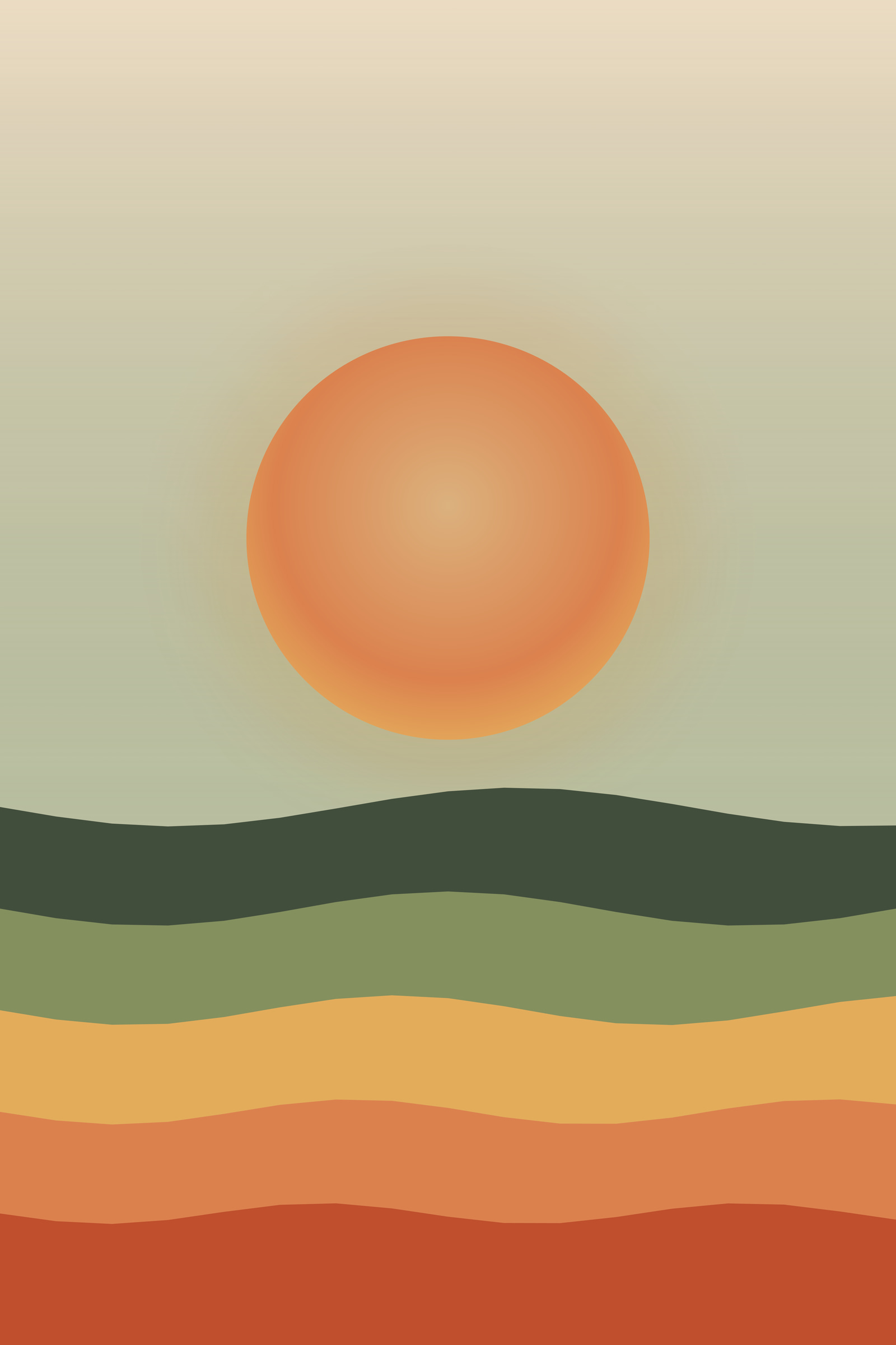 Terracotta Boho Sun Art Print — Bold Abstract Sun & Horizon Poster · Modern Wall Art