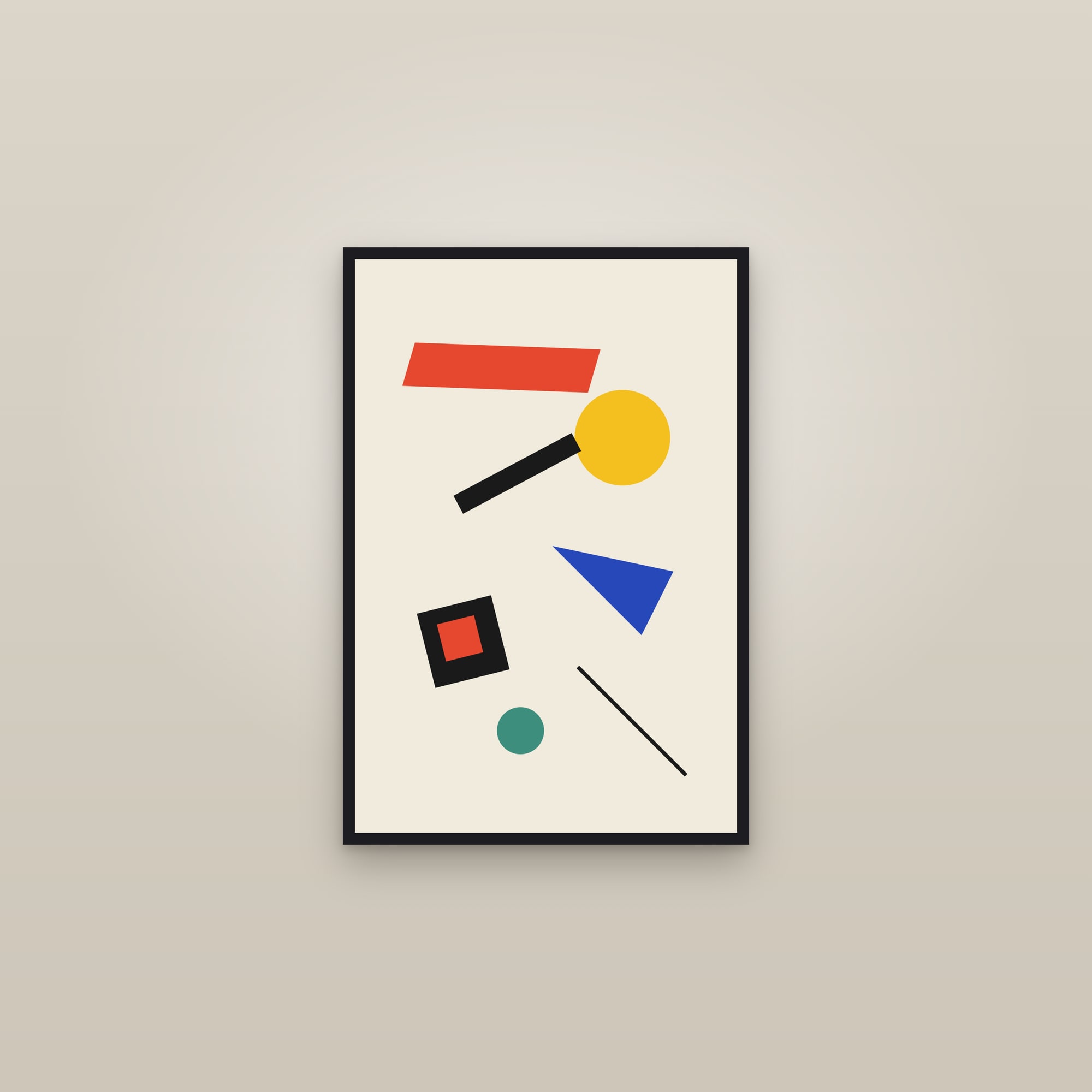 Suprematist Art Print II — Bold Constructivist Geometric Poster · Modern Wall Art — framed in a gallery setting